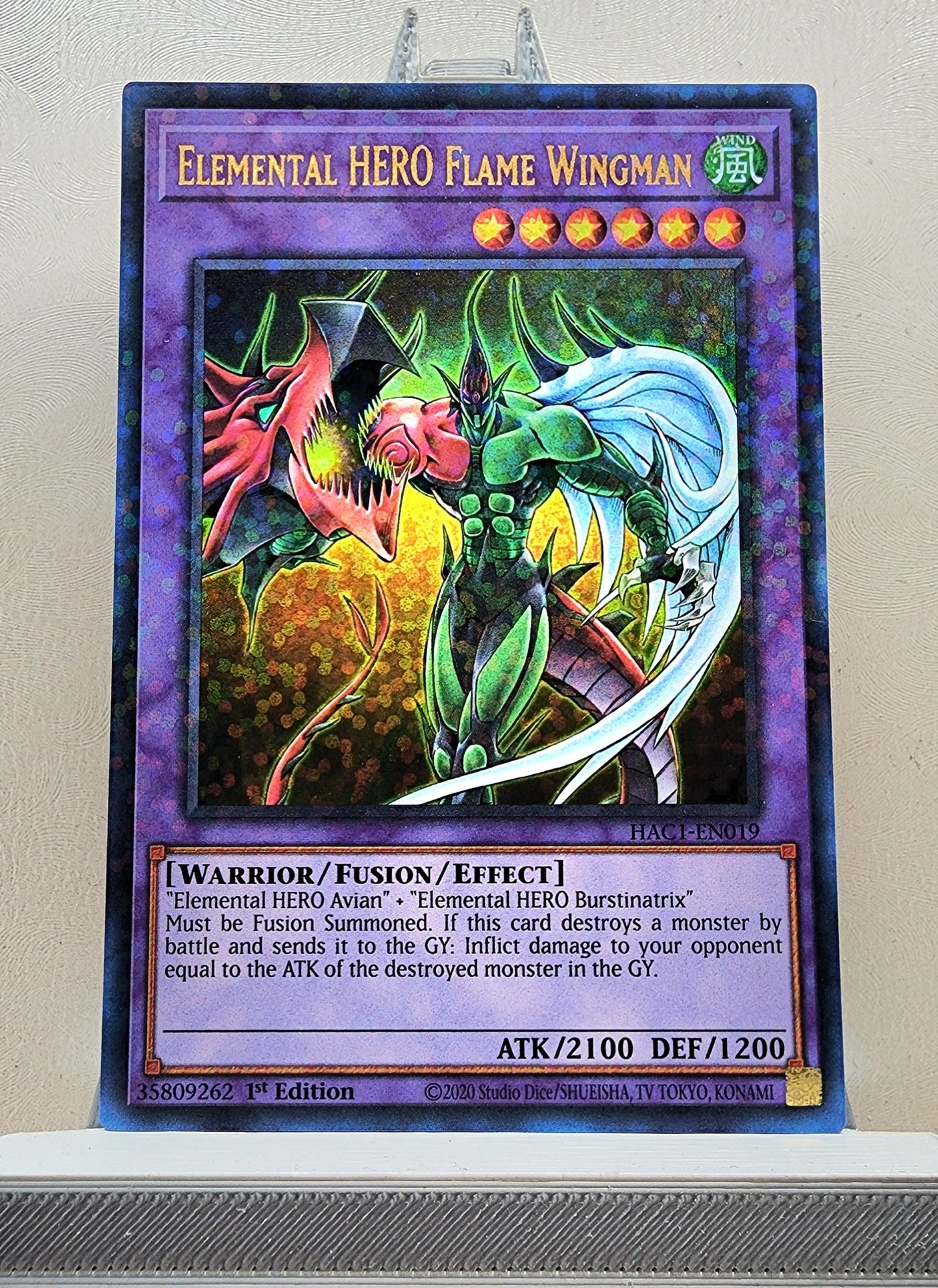 Yugioh! 1x Elemental HERO Flame Wingman (HAC1 - Duel Terminal Ultra Parallel Rare) 1st Edition