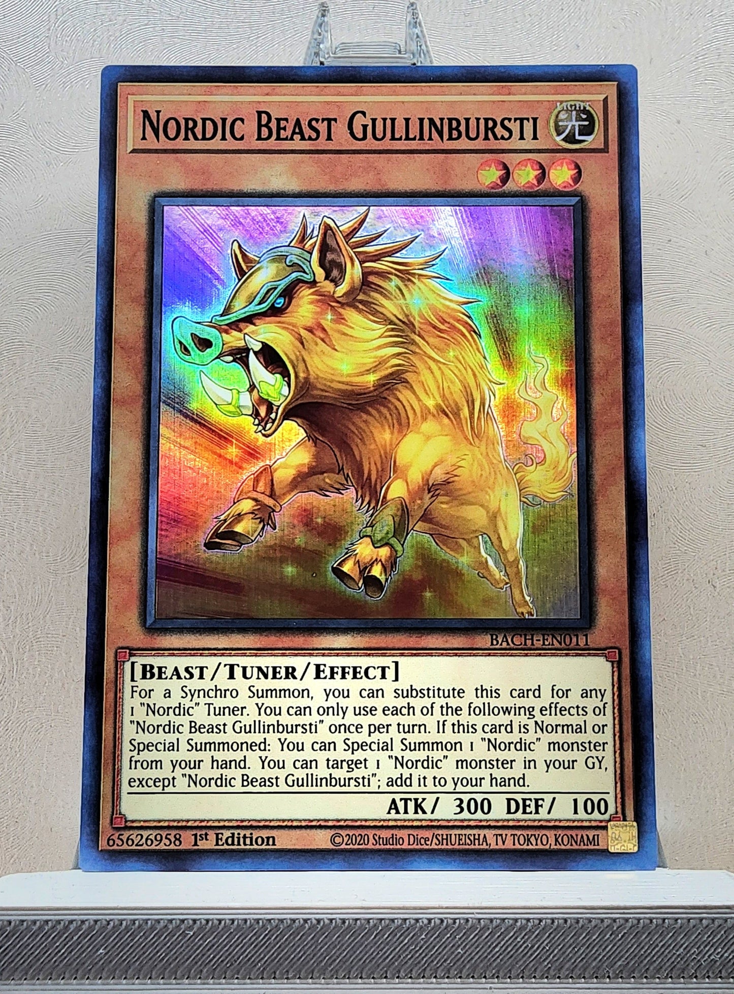 Yugioh! 1x Nordic Beast Gullinbursti (BACH - Super Rare) 1st Edition