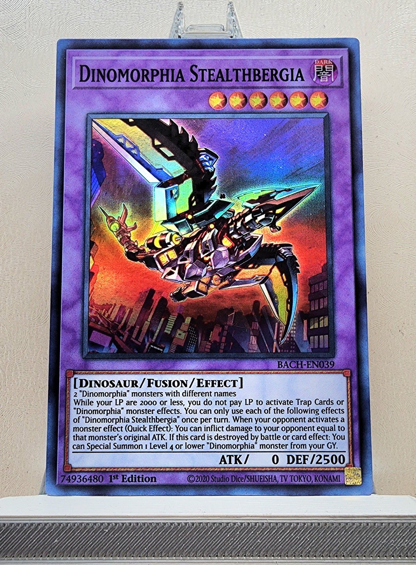 Yugioh! 1x Dinomorphia Stealthbergia (BACH - Super Rare) 1st Edition