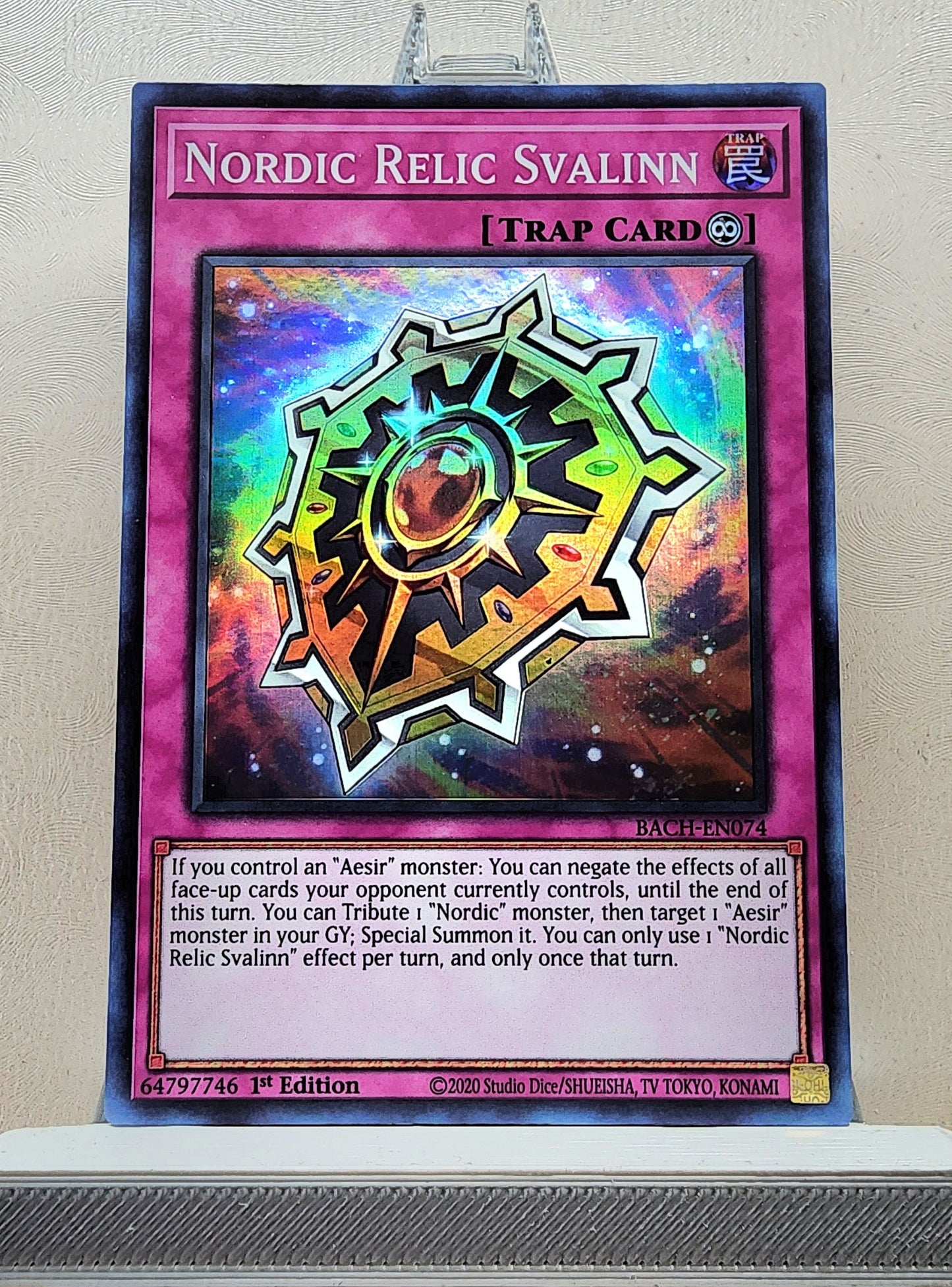 Yugioh! 1x Nordic Relic Svalinn (BACH - Super Rare) 1st Edition