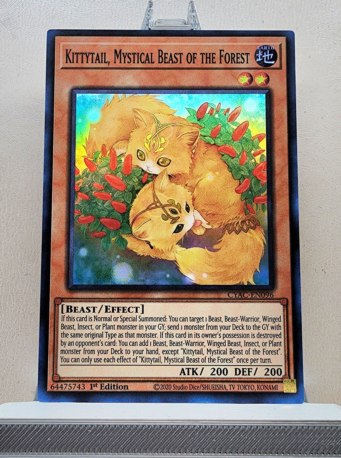 Yugioh! 1x Kittytail, Mystical Beast of the Forest (CYAC - Super Rare) 1st Edition