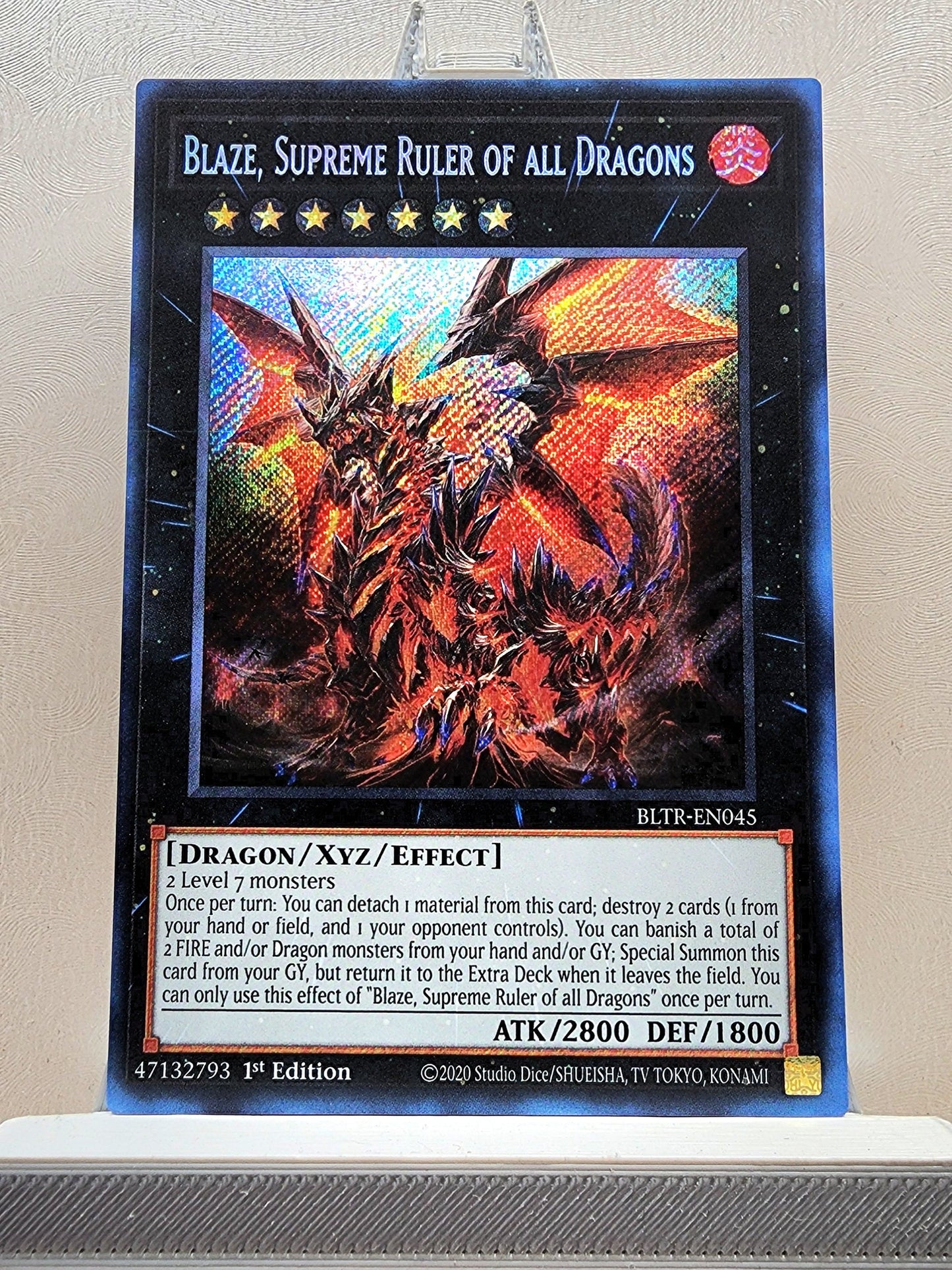 Yugioh! 1x Blaze, Supreme Ruler of All Dragons (BLTR - Secret Rare) 1st Edition