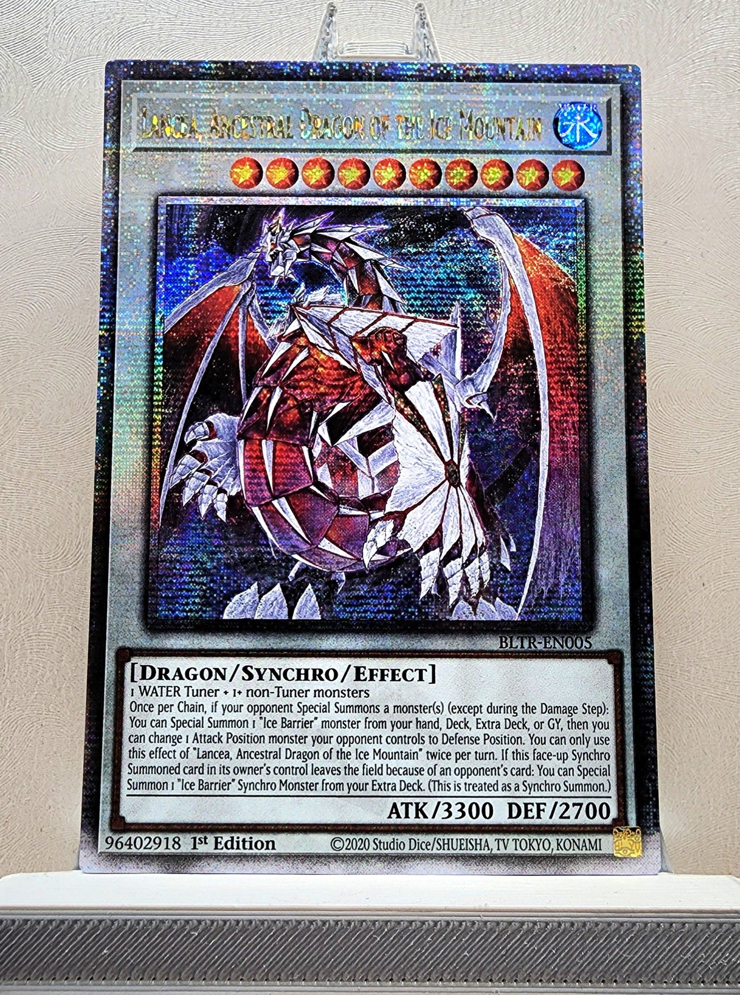 Yugioh! 1x Lancea, Ancestral Dragon of the Ice Mountain (BLTR - Quarter Century Secret Rare) 1st Edition