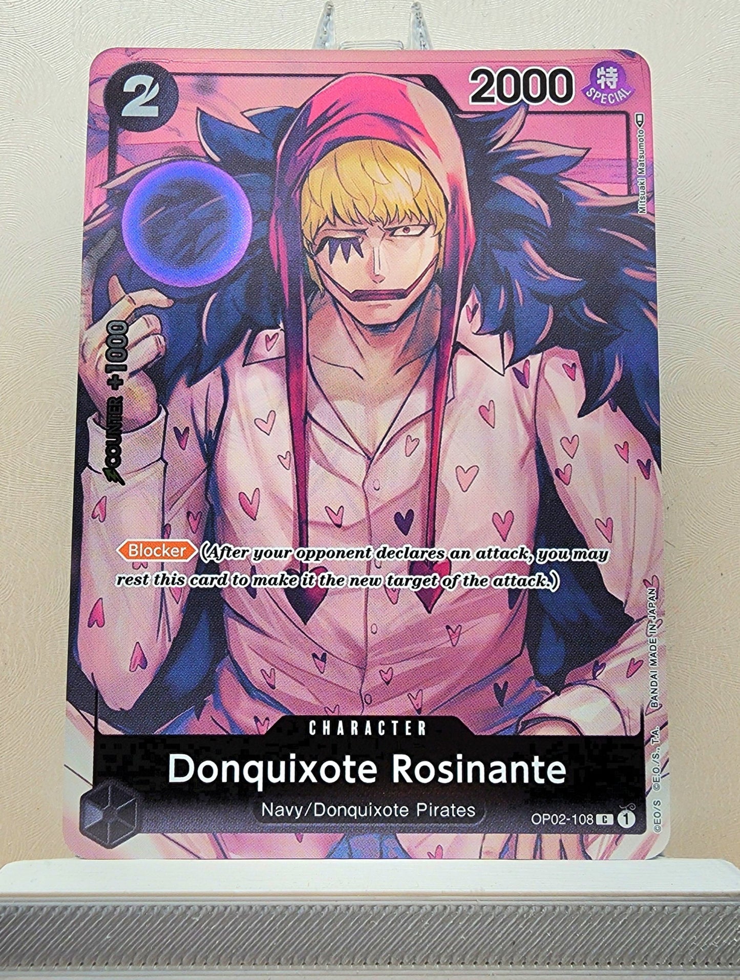 One Piece English! 1x Donquixote Rosinante Box Topper (OP02-108 - Common Foil)