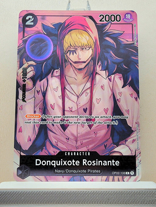 One Piece English! 1x Donquixote Rosinante Box Topper (OP02-108 - Common Foil)