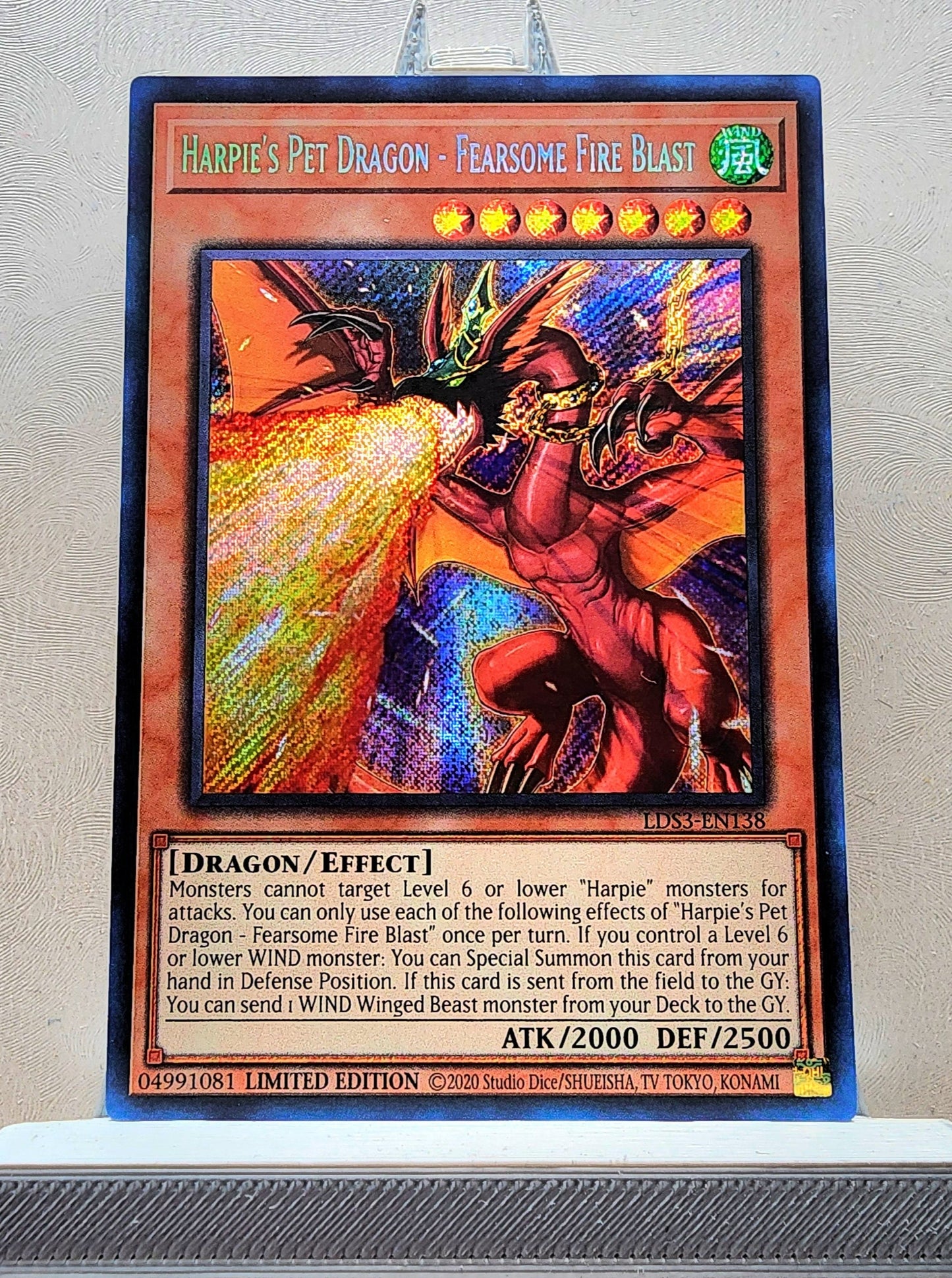 Yugioh! 1x Harpie's Pet Dragon - Fearsome Fire Blast (LDS3 - Secret Rare) Limited Edition