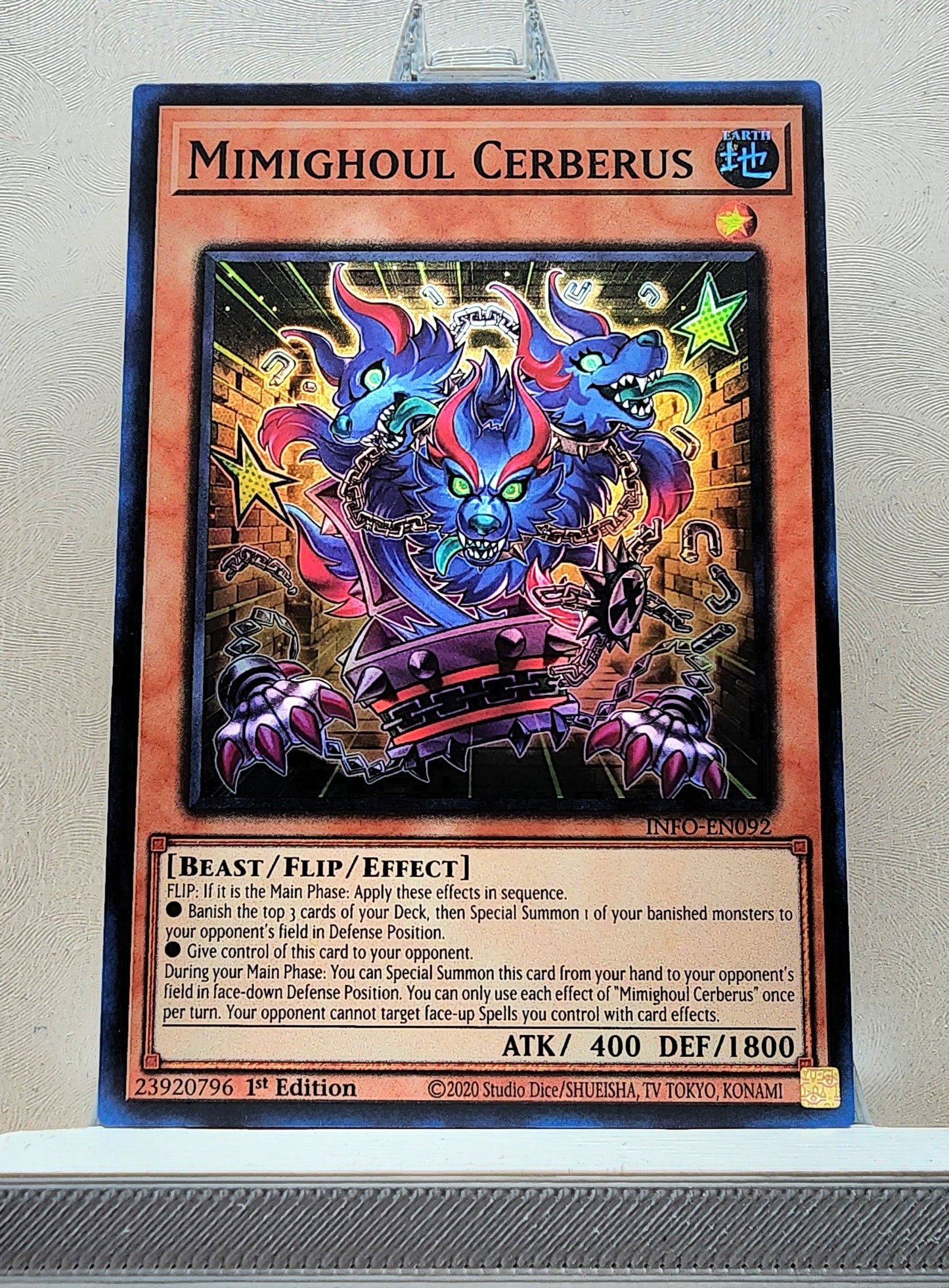 Yugioh! 1x Mimighoul Cerberus (INFO - Super Rare) 1st Edition