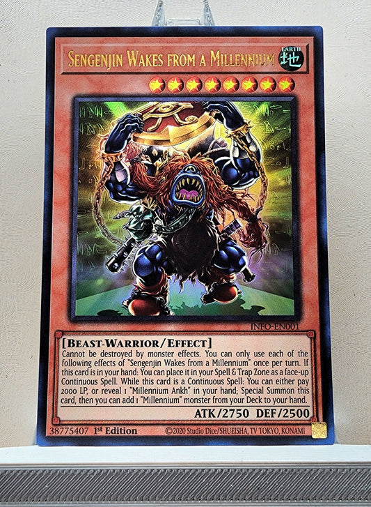 Yugioh! 1x Sengenjin Wakes from a Millennium (INFO - Ultra Rare) 1st Edition