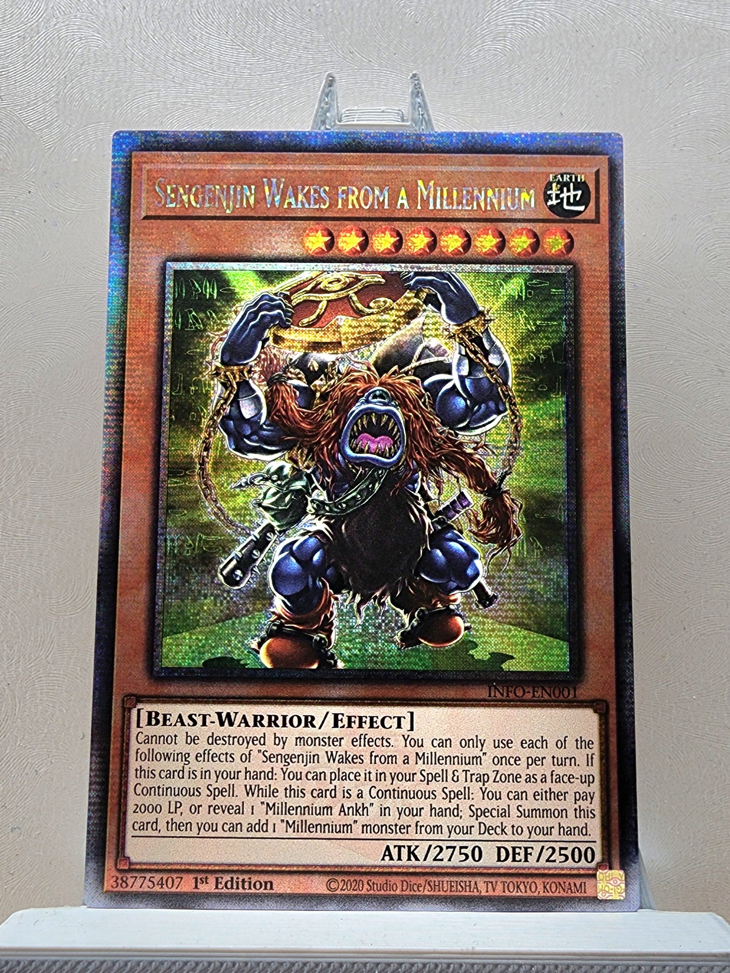 Yugioh! 1x Sengenjin Wakes from a Millennium (INFO - Quarter Century Secret Rare) 1st Edition