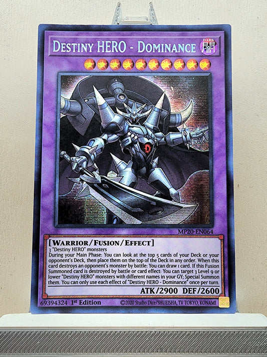 Yugioh! 1x Destiny Hero Dominance (MP20 - Prismatic Secret Rare) 1st Edition