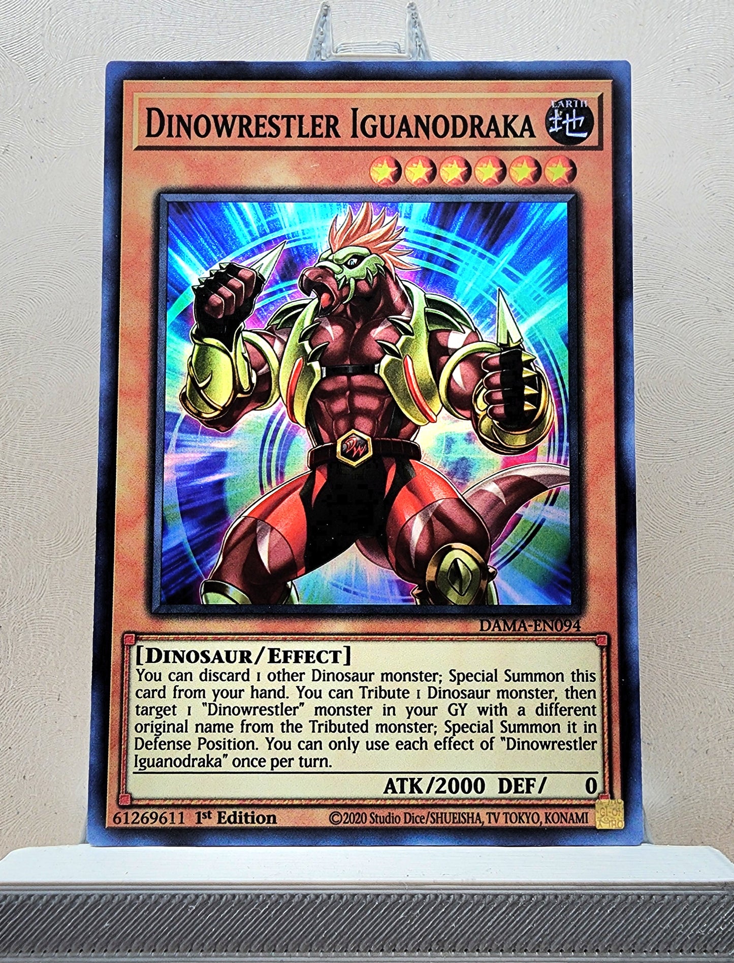 Yugioh! 1x Dinowrestler Iguanodraka (DAMA - Super Rare) 1st Edition