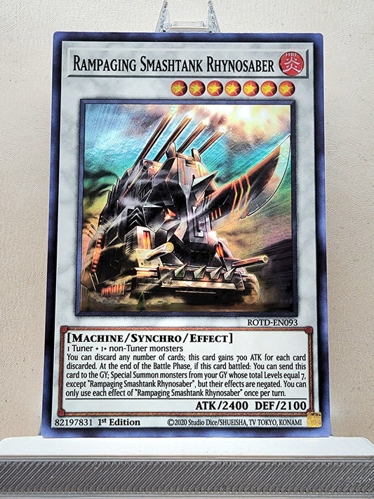 Yugioh! 1x Rampaging Smashtank Rhynosaber (ROTD - Super Rare) 1st Edition