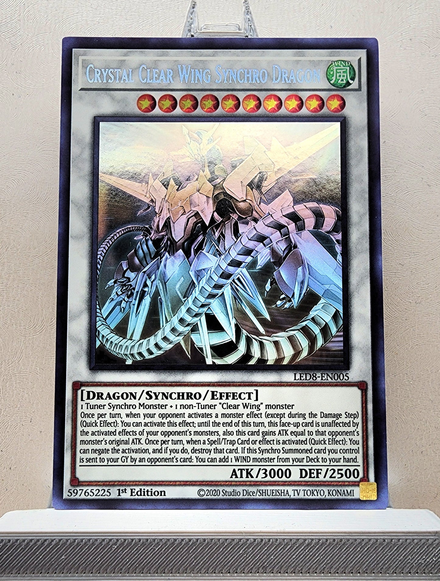 Yugioh! 1x Crystal Clear Wing Synchro Dragon (LED8 - Ghost Rare) 1st Edition