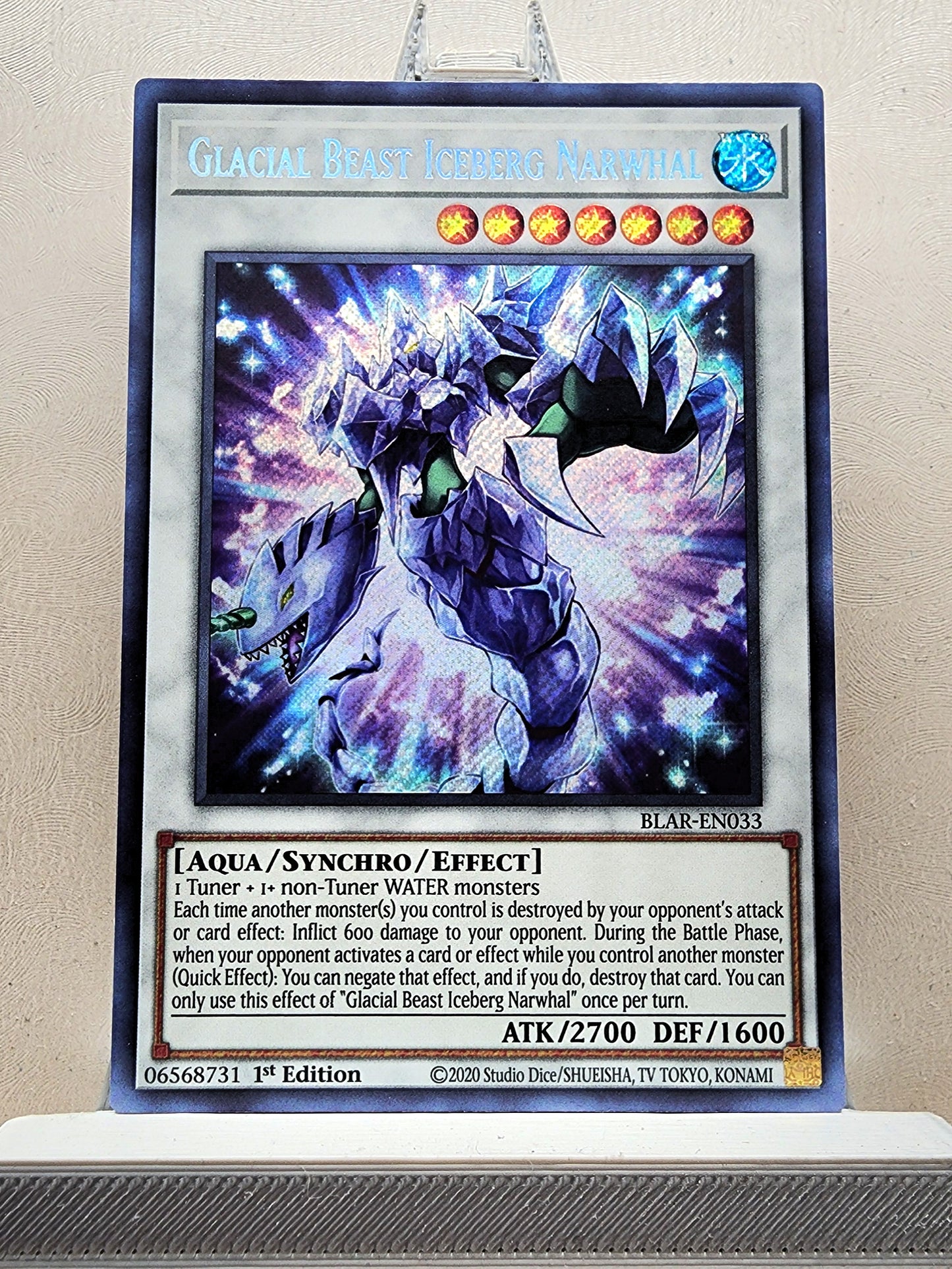 Yugioh! 1x Glacial Beast Iceberg Narwhal (BLAR - Secret Rare) 1st Edition