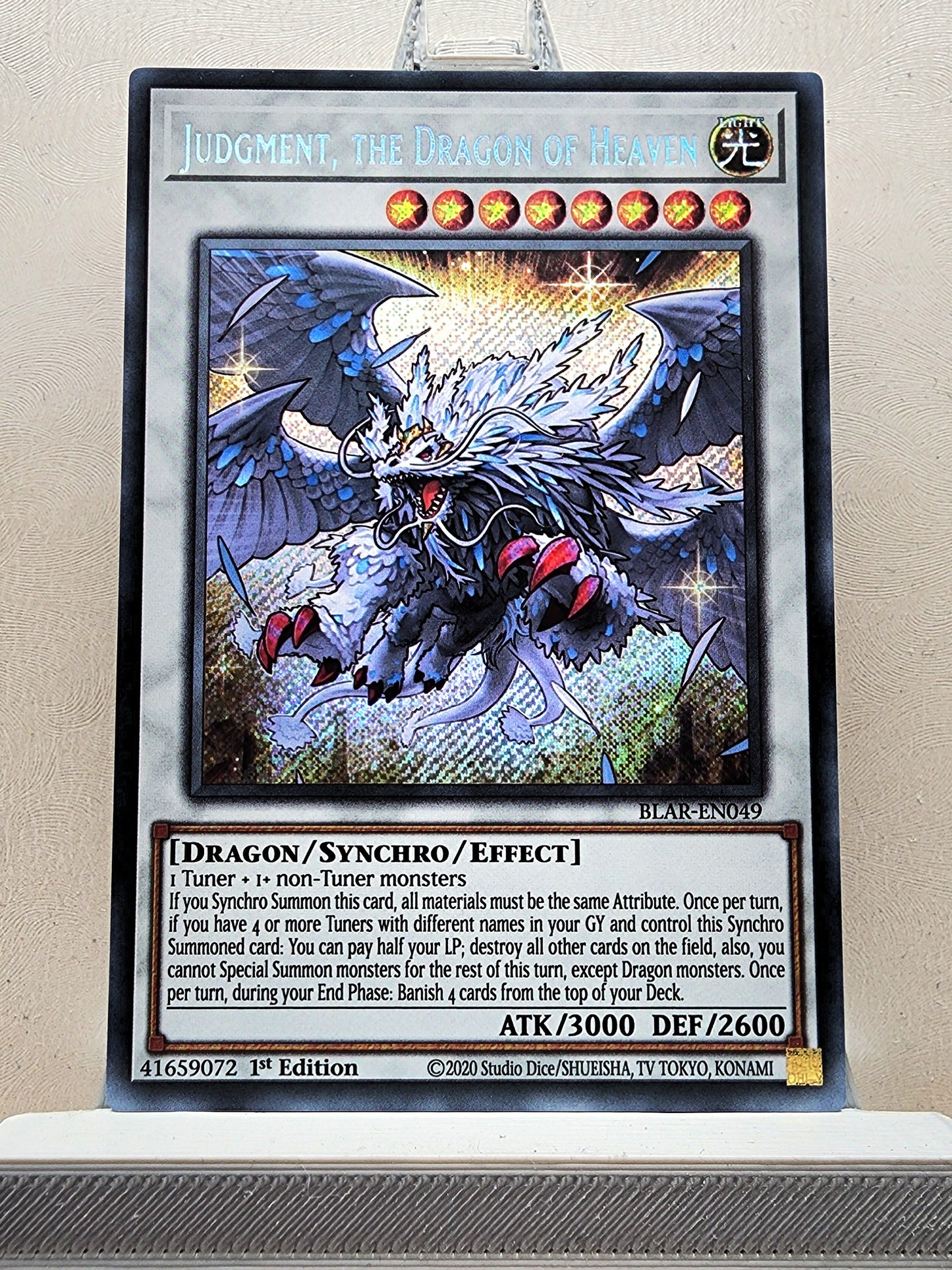 Yugioh! 1x Judgment, the Dragon of Heaven (BLAR - Secret Rare) 1st Edition