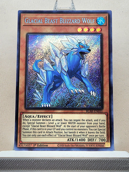 Yugioh! 1x Glacial Beast Blizzard Wolf (BLAR - Secret Rare) 1st Edition