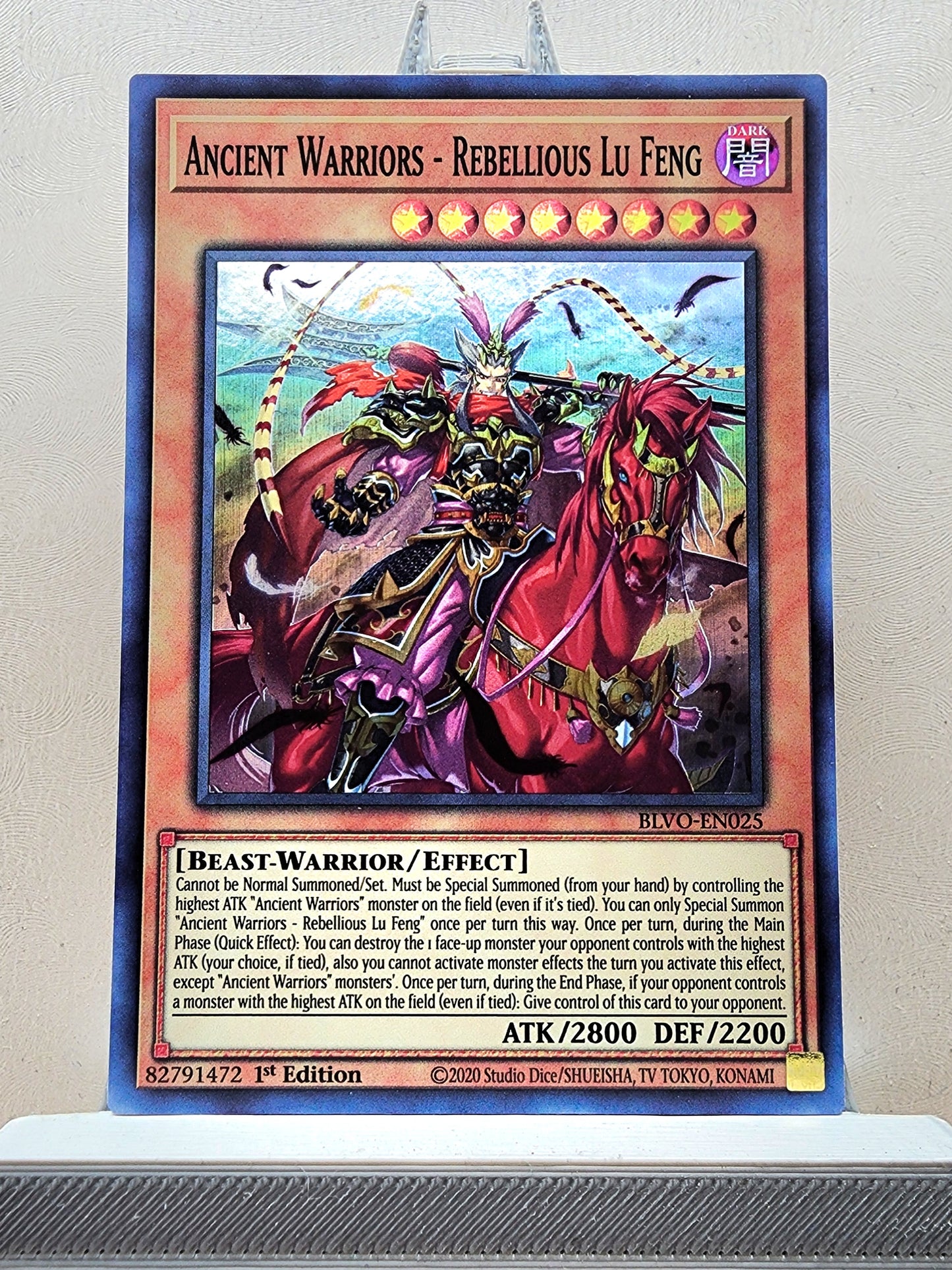 Yugioh! 1x Ancient Warriors - Rebellious Lu Feng (BLVO - Super Rare) 1st Edition