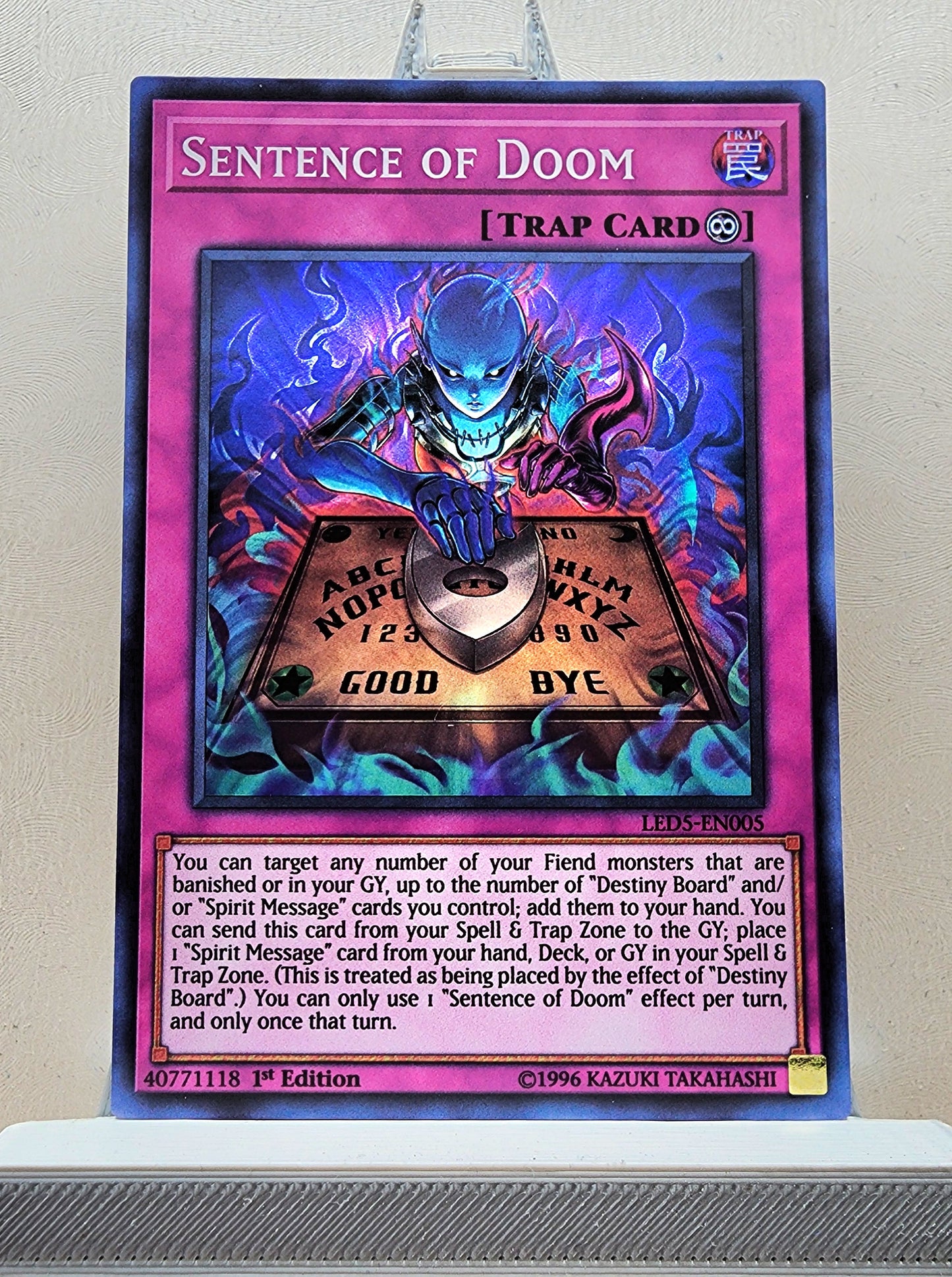 Yugioh! 1x Sentence of Doom (LED5 - Super Rare) 1st Edition