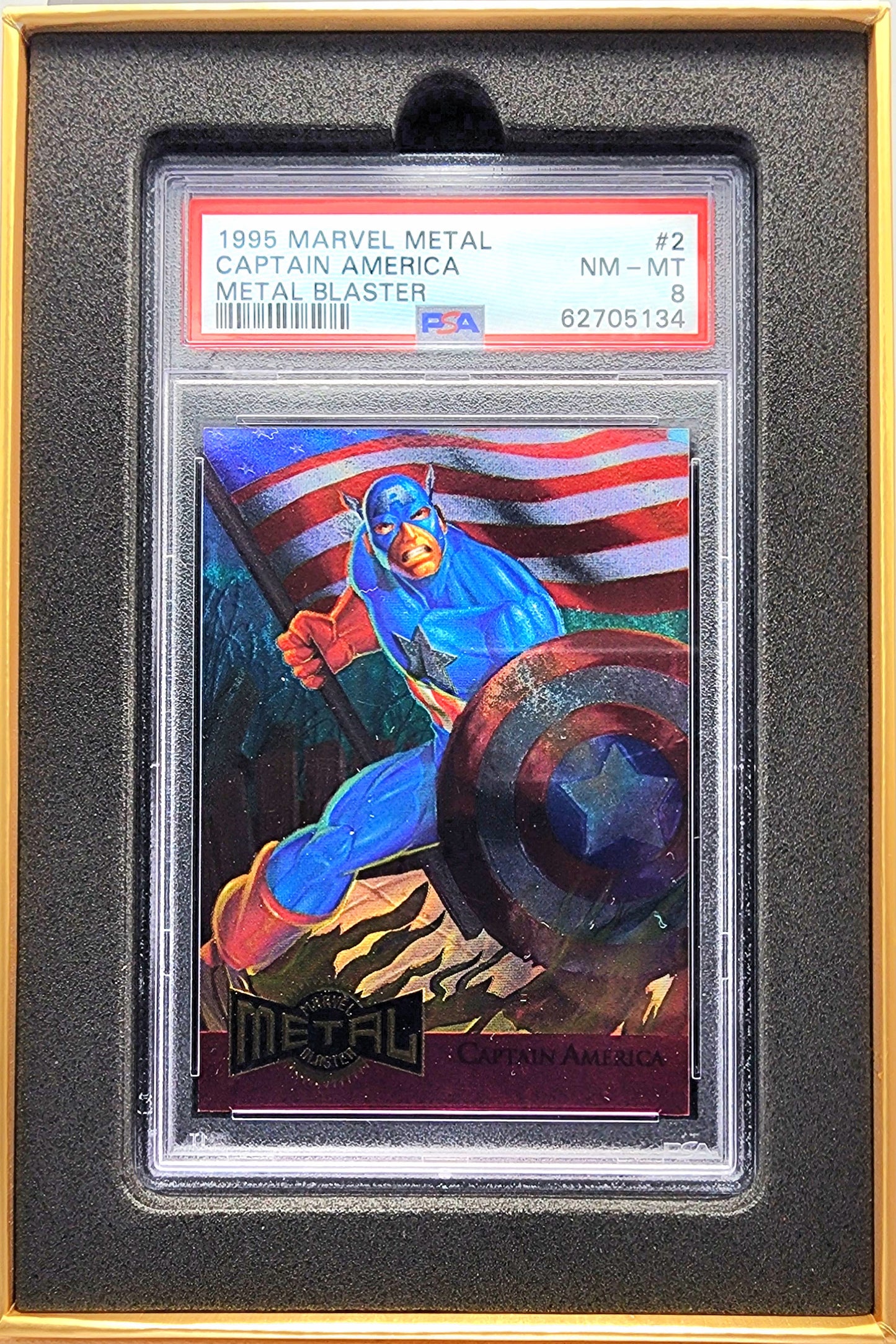 Marvel! 1x Captain America PSA 8 (Metal Blaster - 1995 Fleer Marvel Metal)