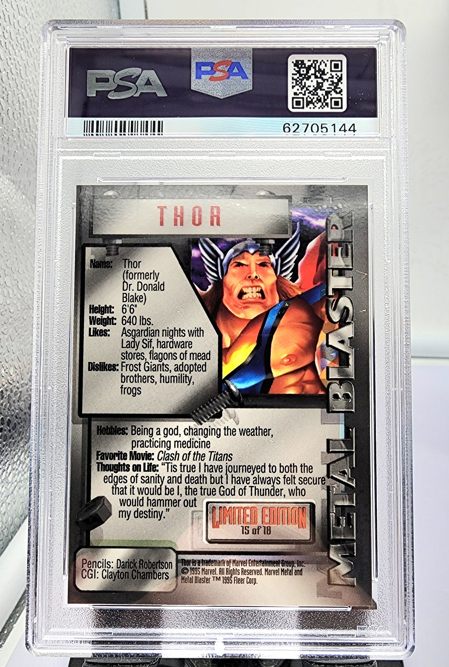 Marvel! 1x Thor PSA 8 (Metal Blaster - 1995 Fleer Marvel Metal)