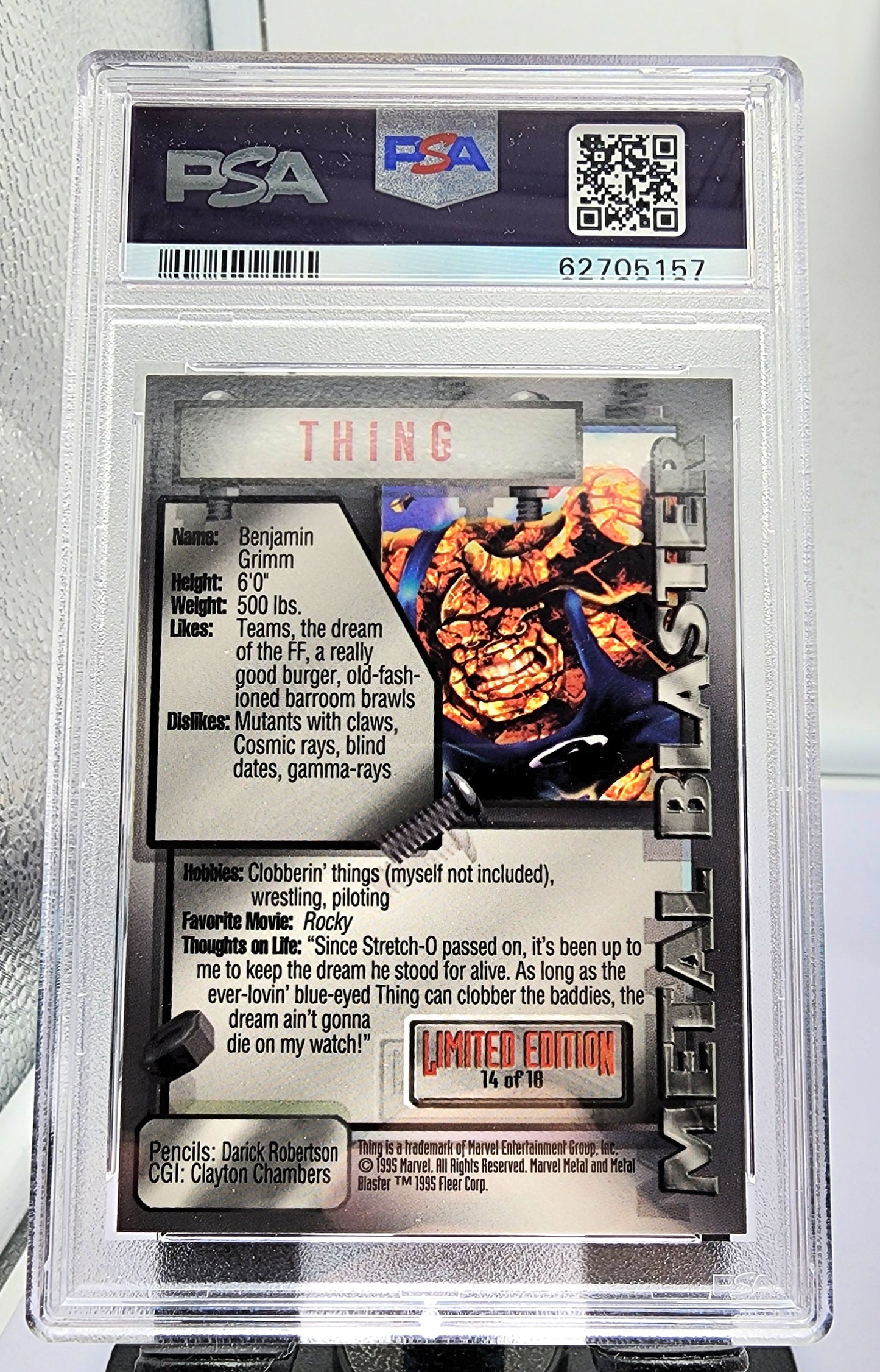 Marvel! 1x Thing PSA 8 (Metal Blaster - 1995 Fleer Marvel Metal)