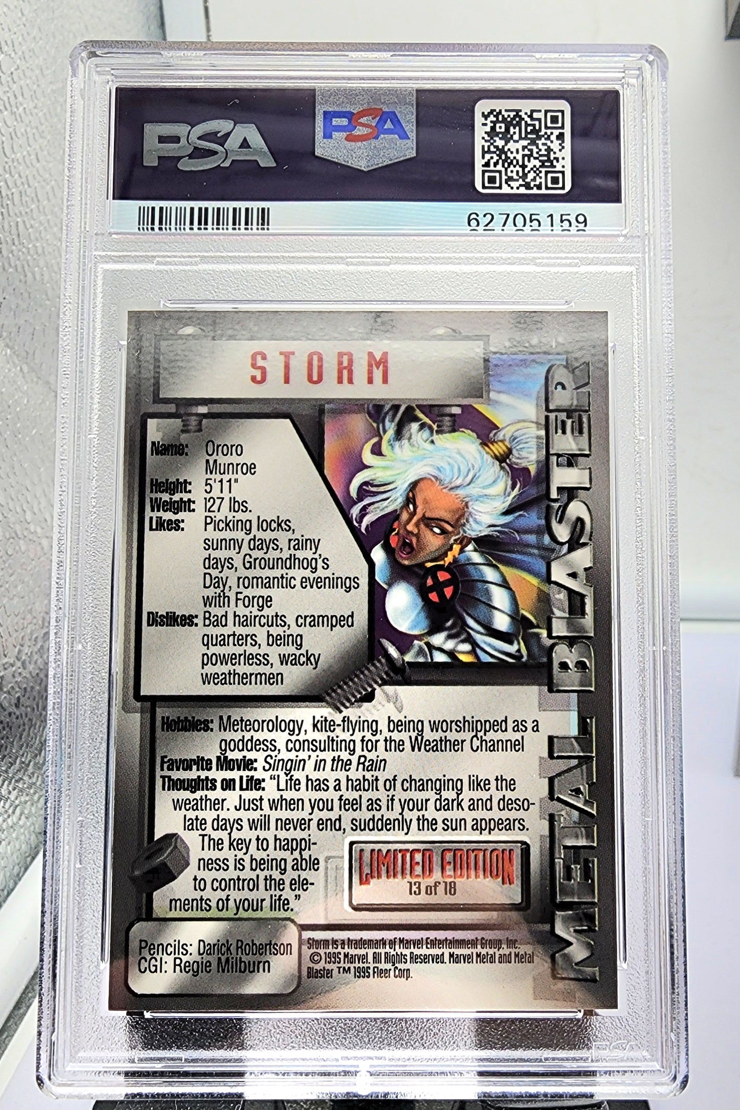 Marvel! 1x Storm PSA 8 (Metal Blaster - 1995 Fleer Marvel Metal)