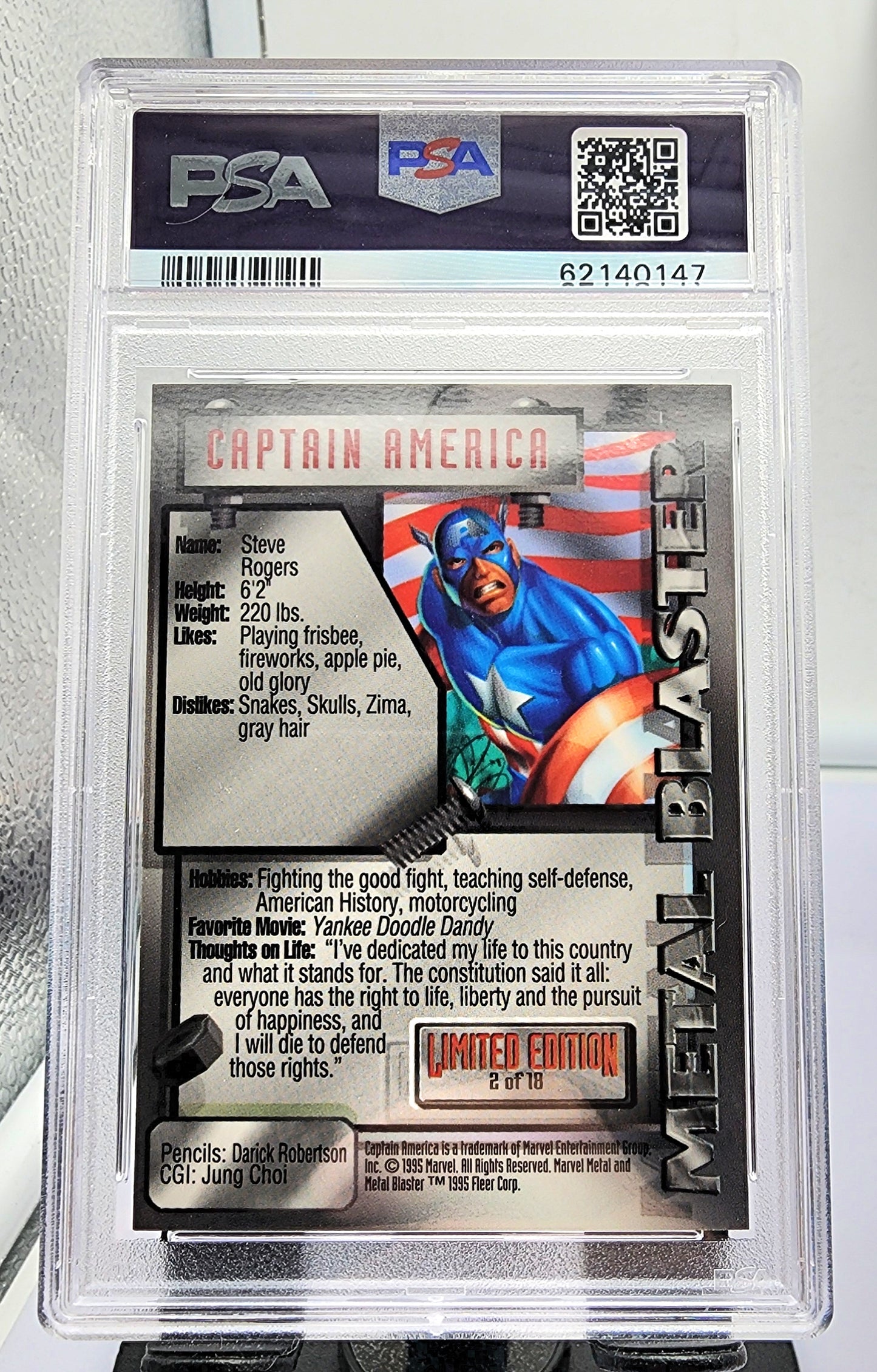 Marvel! 1x Captain America PSA 9 (Metal Blaster - 1995 Fleer Marvel Metal)