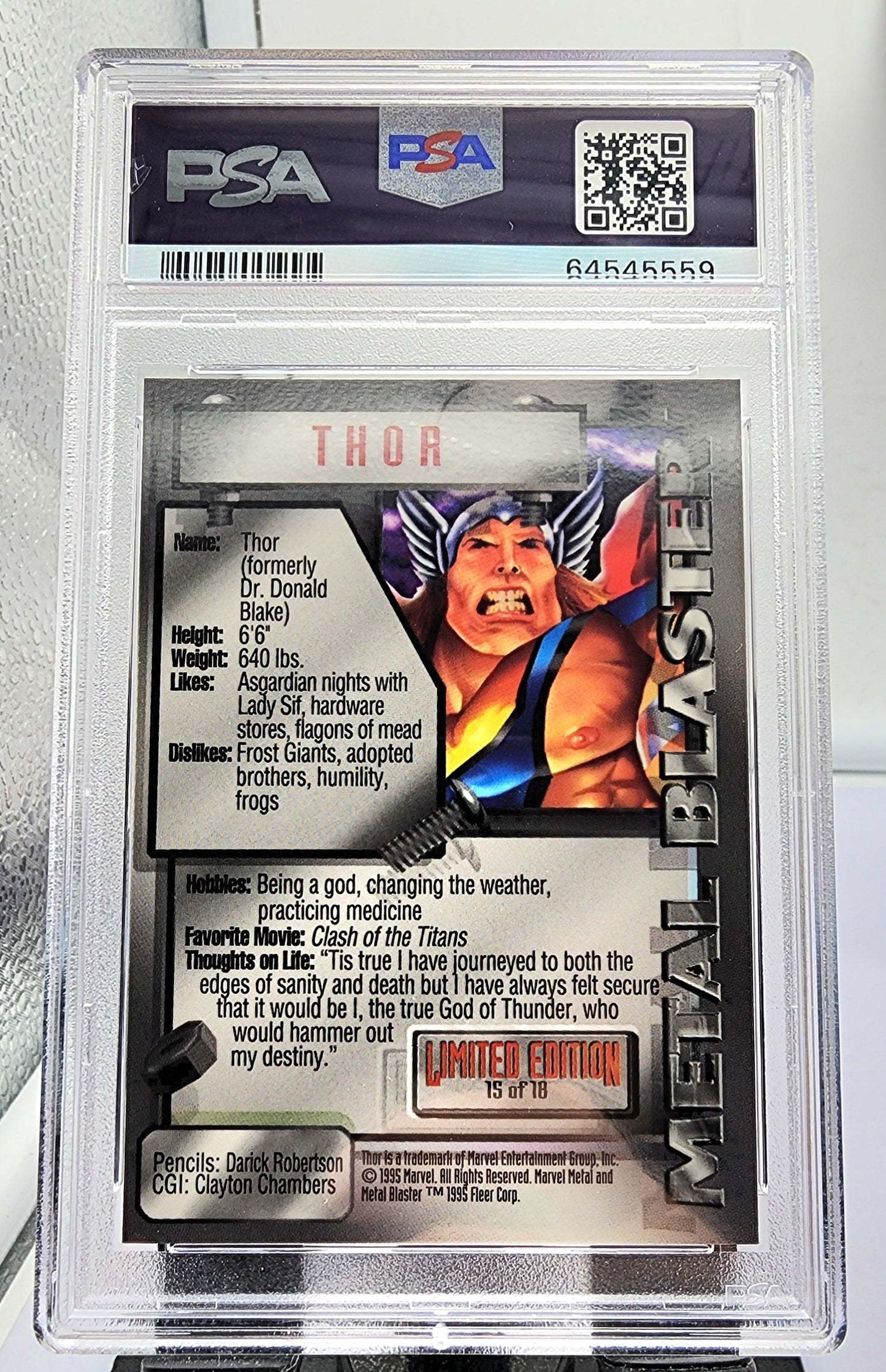 Marvel! 1x Thor PSA 9 (Metal Blaster - 1995 Fleer Marvel Metal)