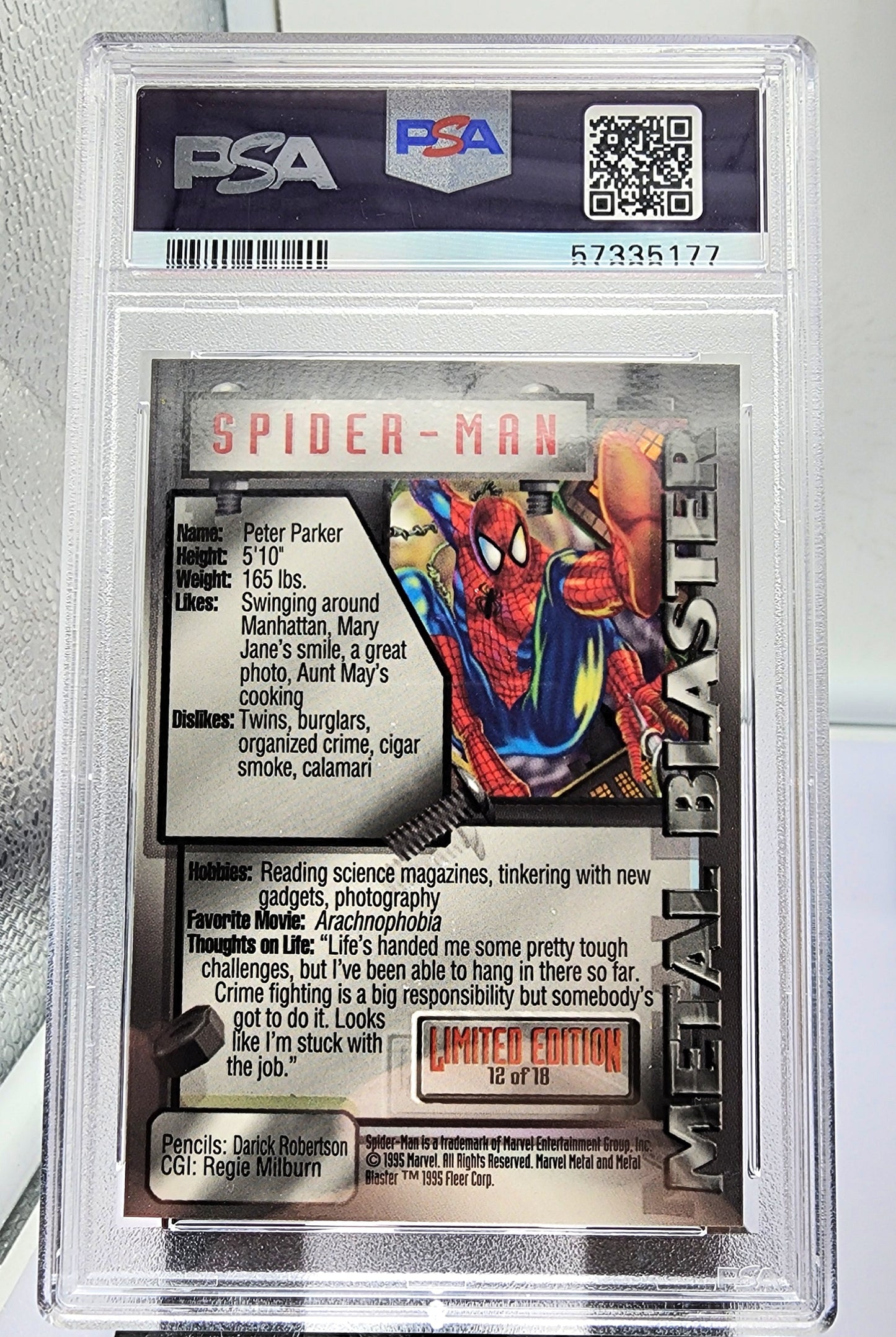 Marvel! 1x Spiderman PSA 9 (Metal Blaster - 1995 Fleer Marvel Metal)