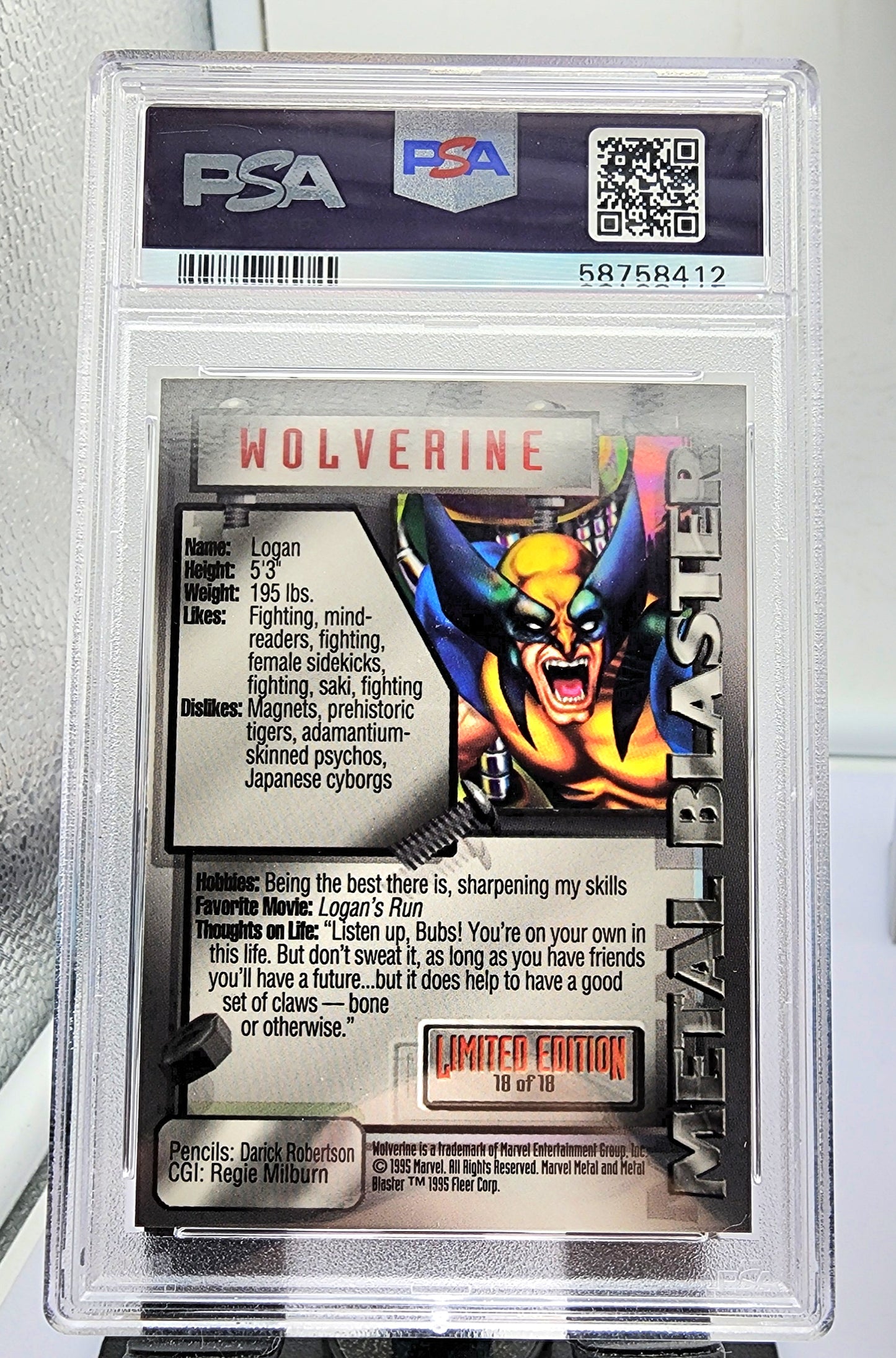 Marvel! 1x Wolverine PSA 9 (Metal Blaster - 1995 Fleer Marvel Metal)