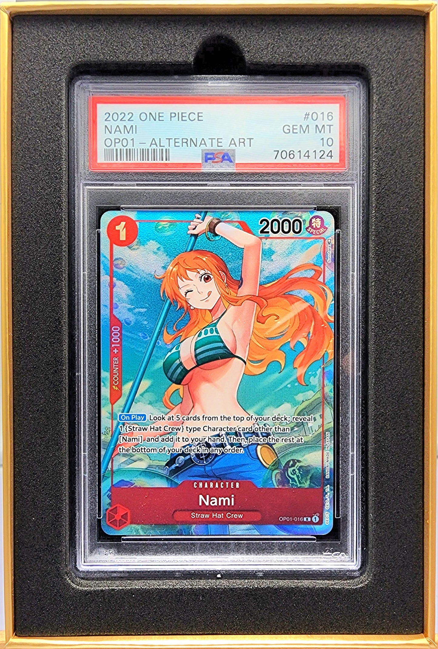 One Piece English! 1x Nami Pre Errata Version PSA 10 (OP01-016 - Rare Parallel)