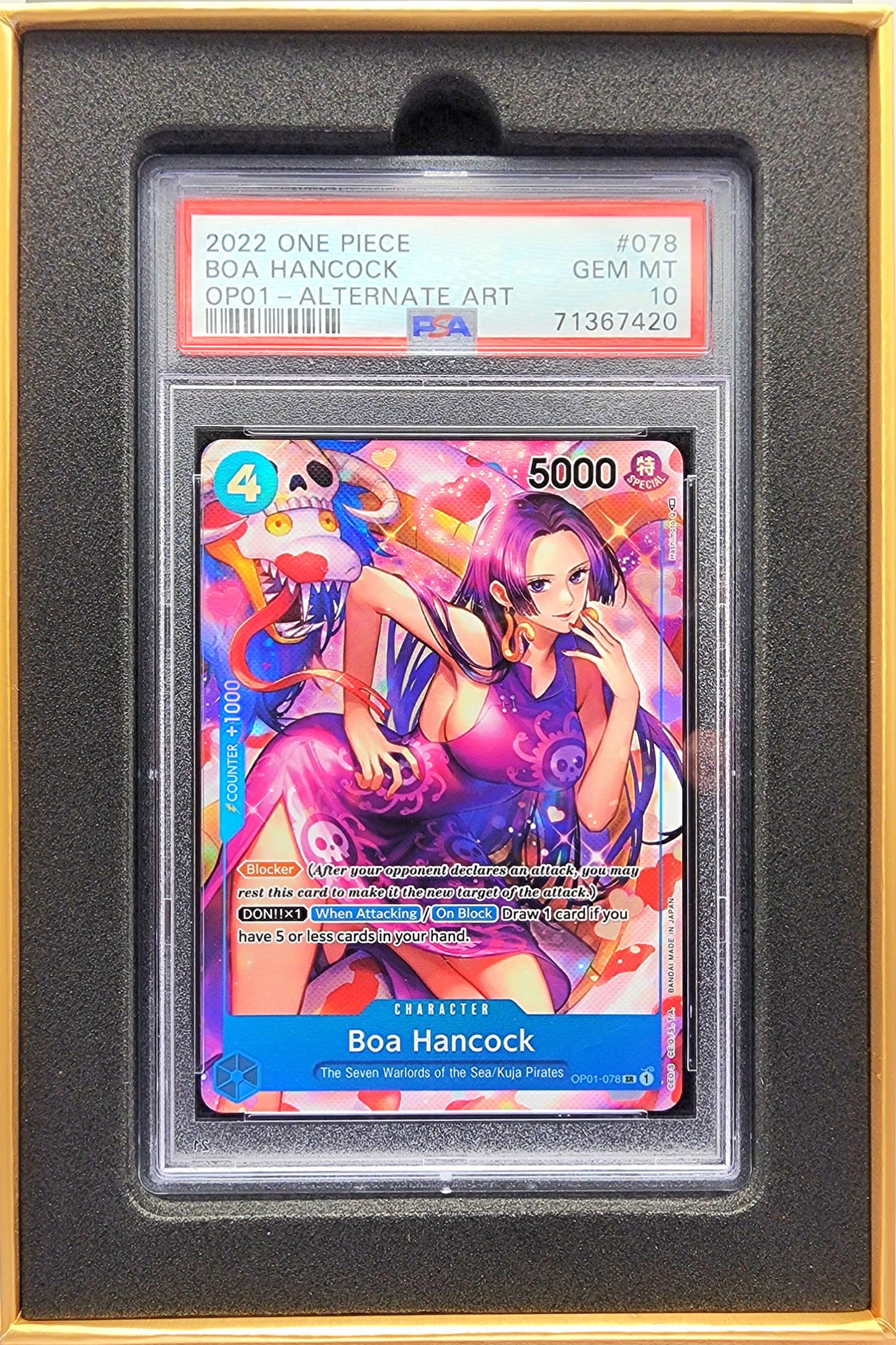 One Piece English! 1x Boa Hancock PSA 10 (OP01-078 - Super Rare Parallel)