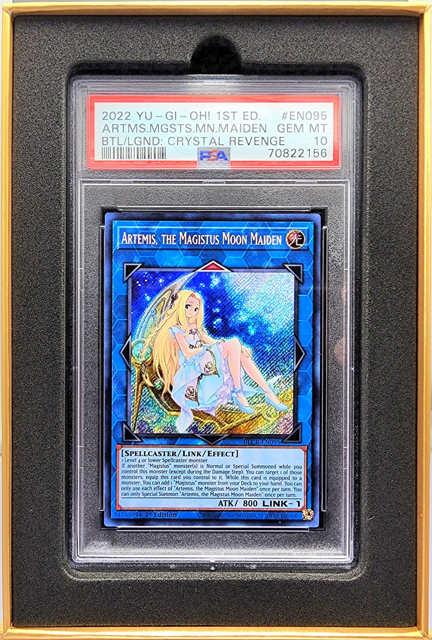 Yugioh! 1x Artemis, the Magistus Moon Maiden PSA 10 (BLCR - Secret Rare)