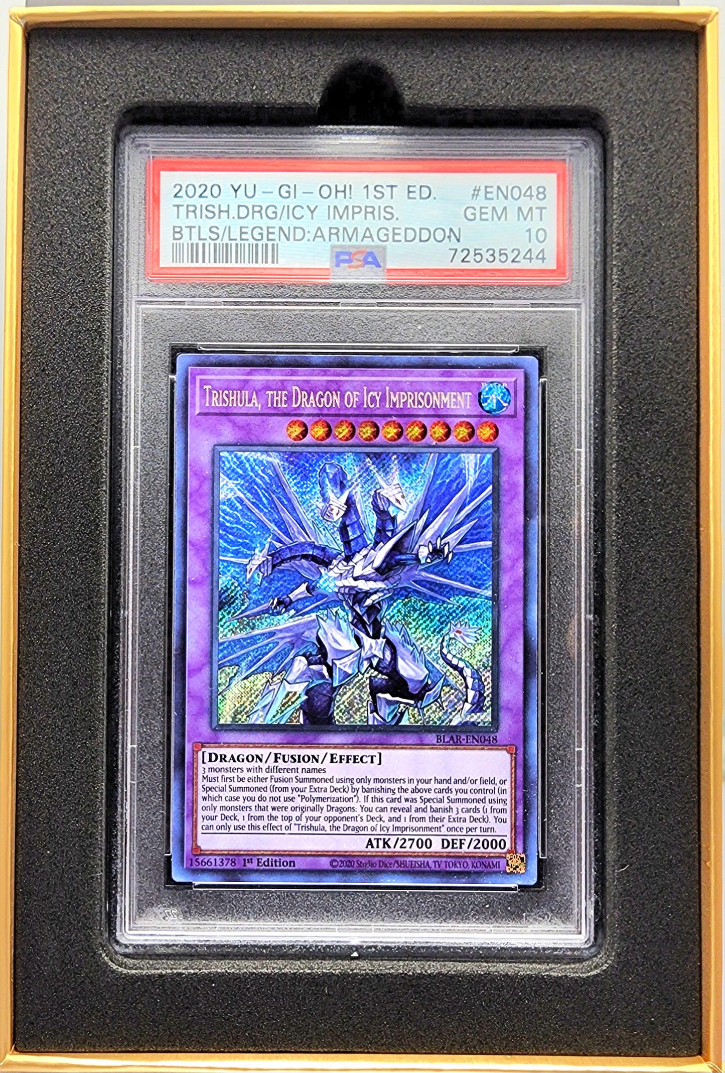 Yugioh! 1x Trishula, the Dragon of Icy Imprisonment PSA 10 (BLAR - Secret Rare)