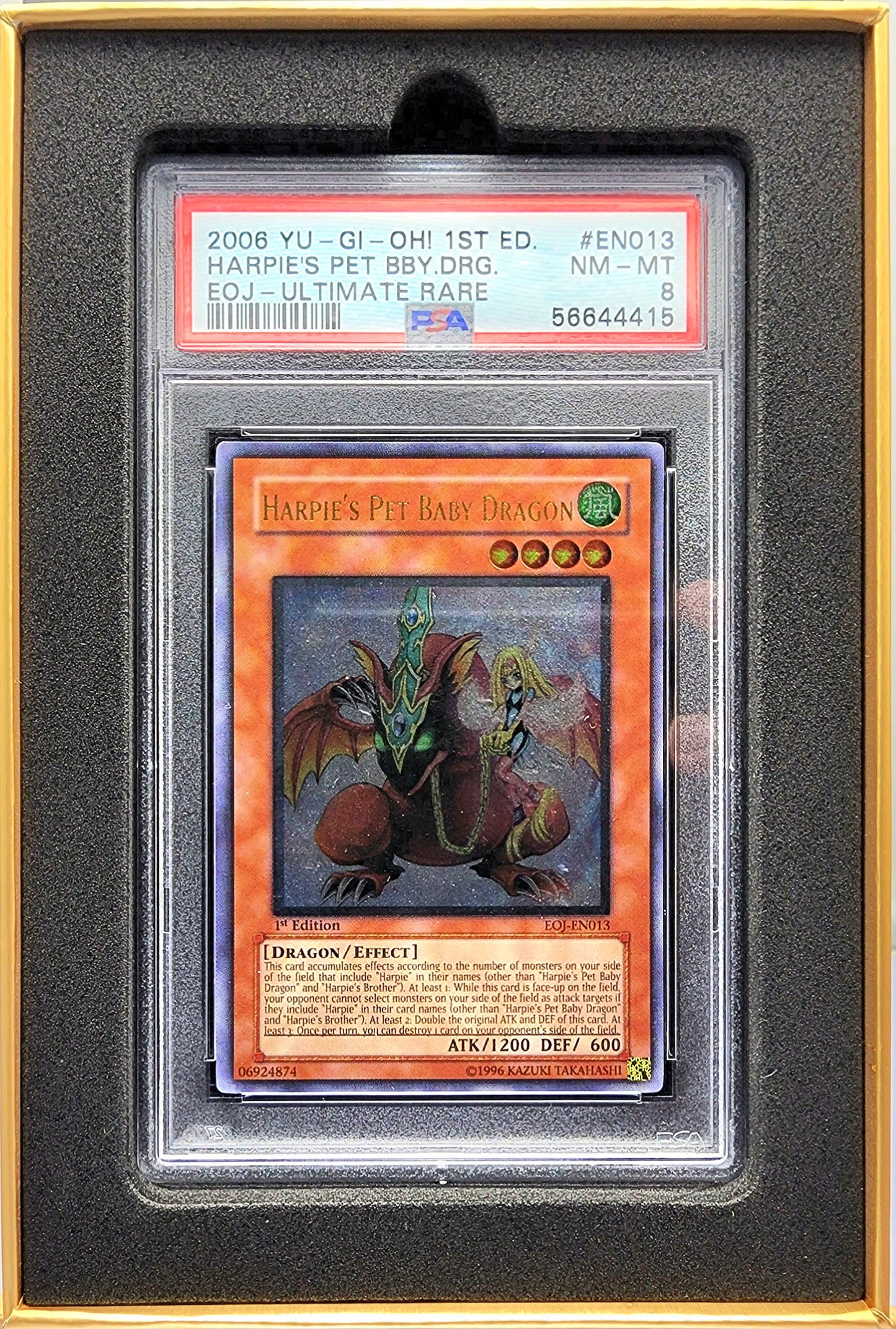 Yugioh! 1x Harpie's Pet Baby Dragon PSA 8 (EOJ - Ultimate Rare)