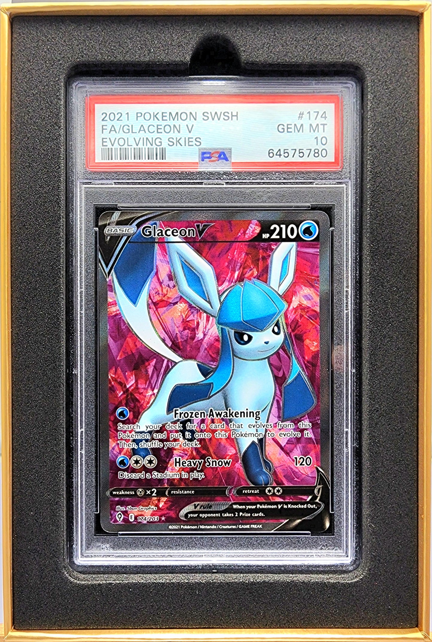 Pokemon! 1x Glaceon V Full Art PSA 10 (Evolving Skies - Ultra Rare)