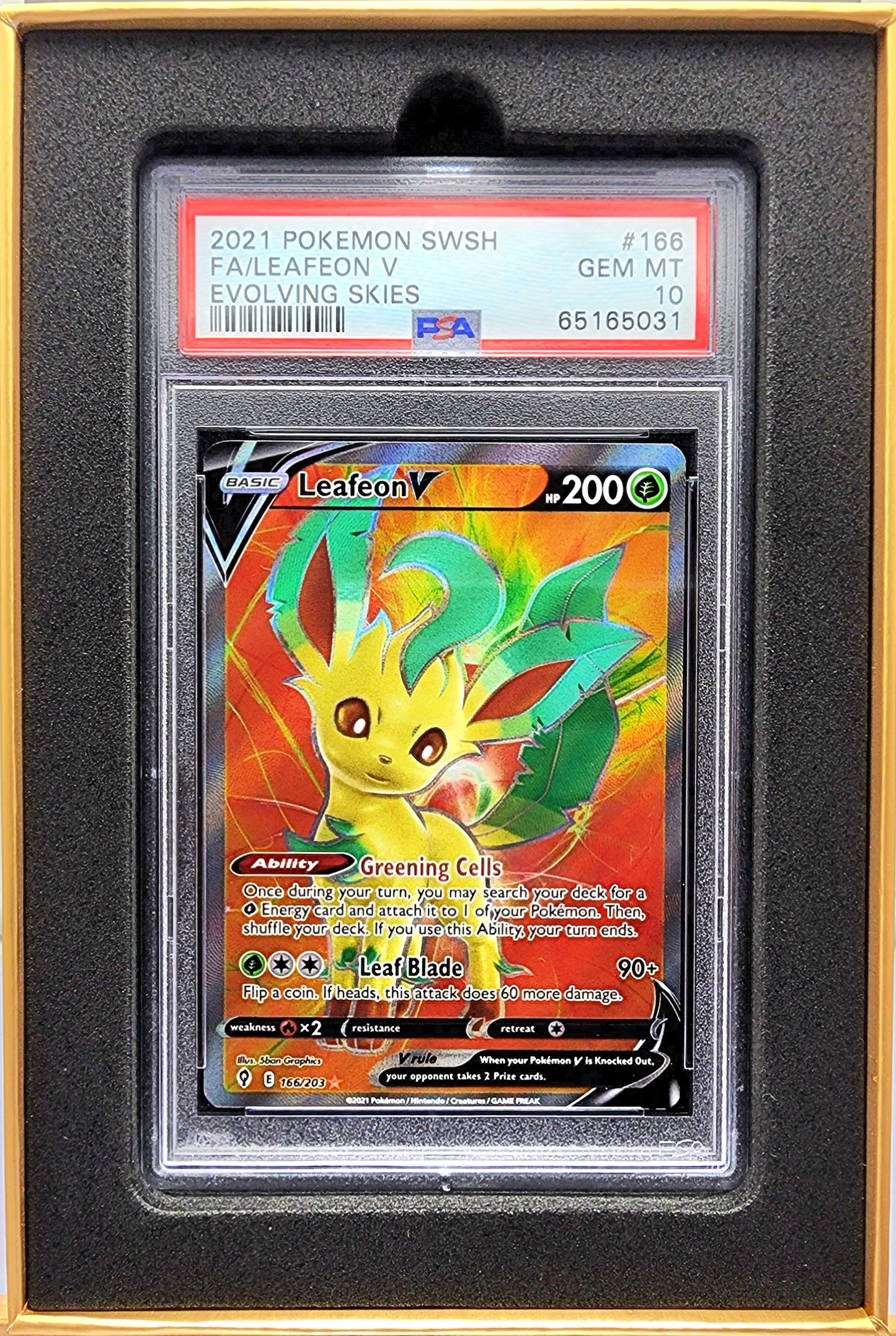 Pokemon! 1x Leafeon V Full Art PSA 10 (Evolving Skies - Ultra Rare)