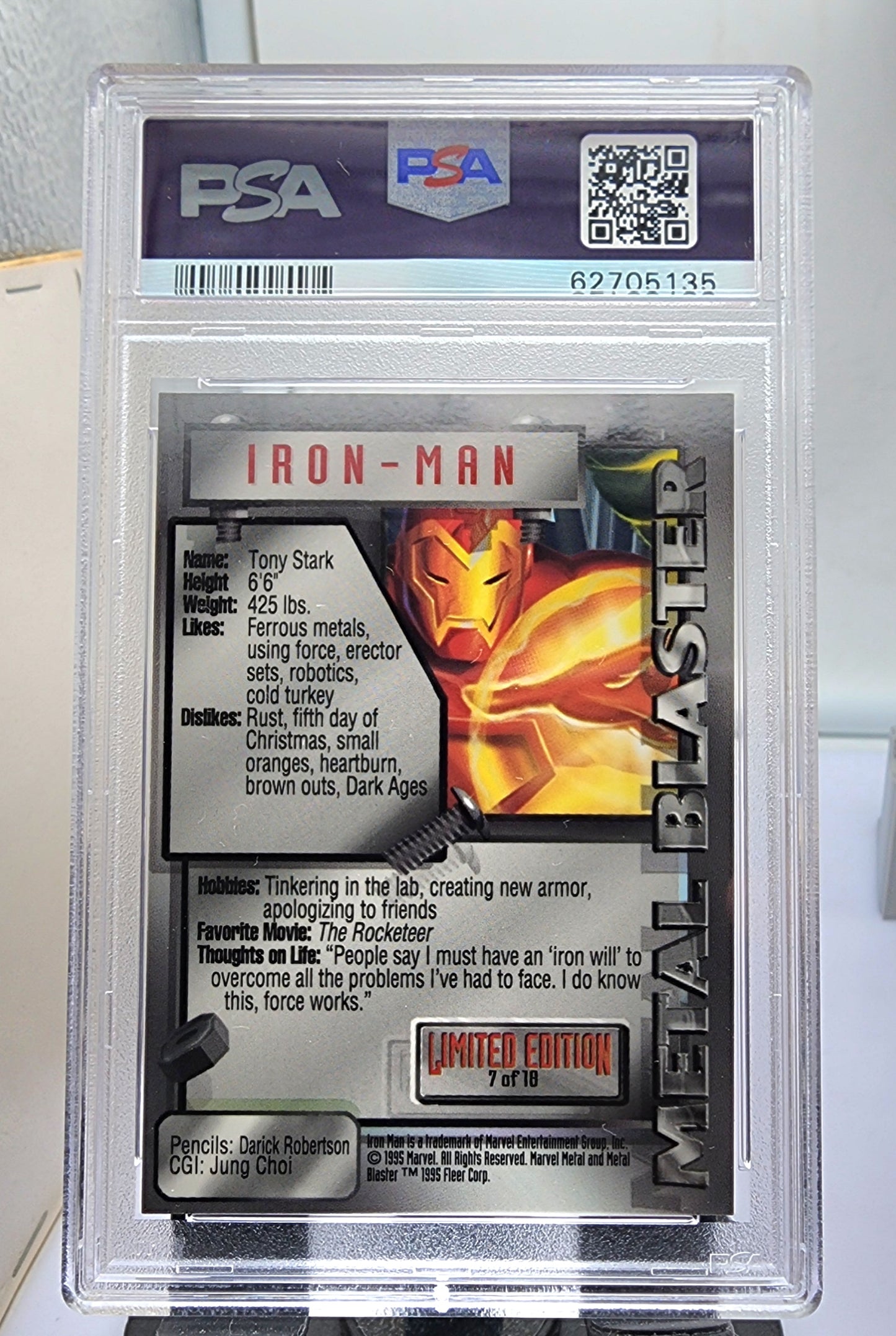 Marvel! 1x Iron Man PSA 8 (Metal Blaster - 1995 Fleer Marvel Metal)