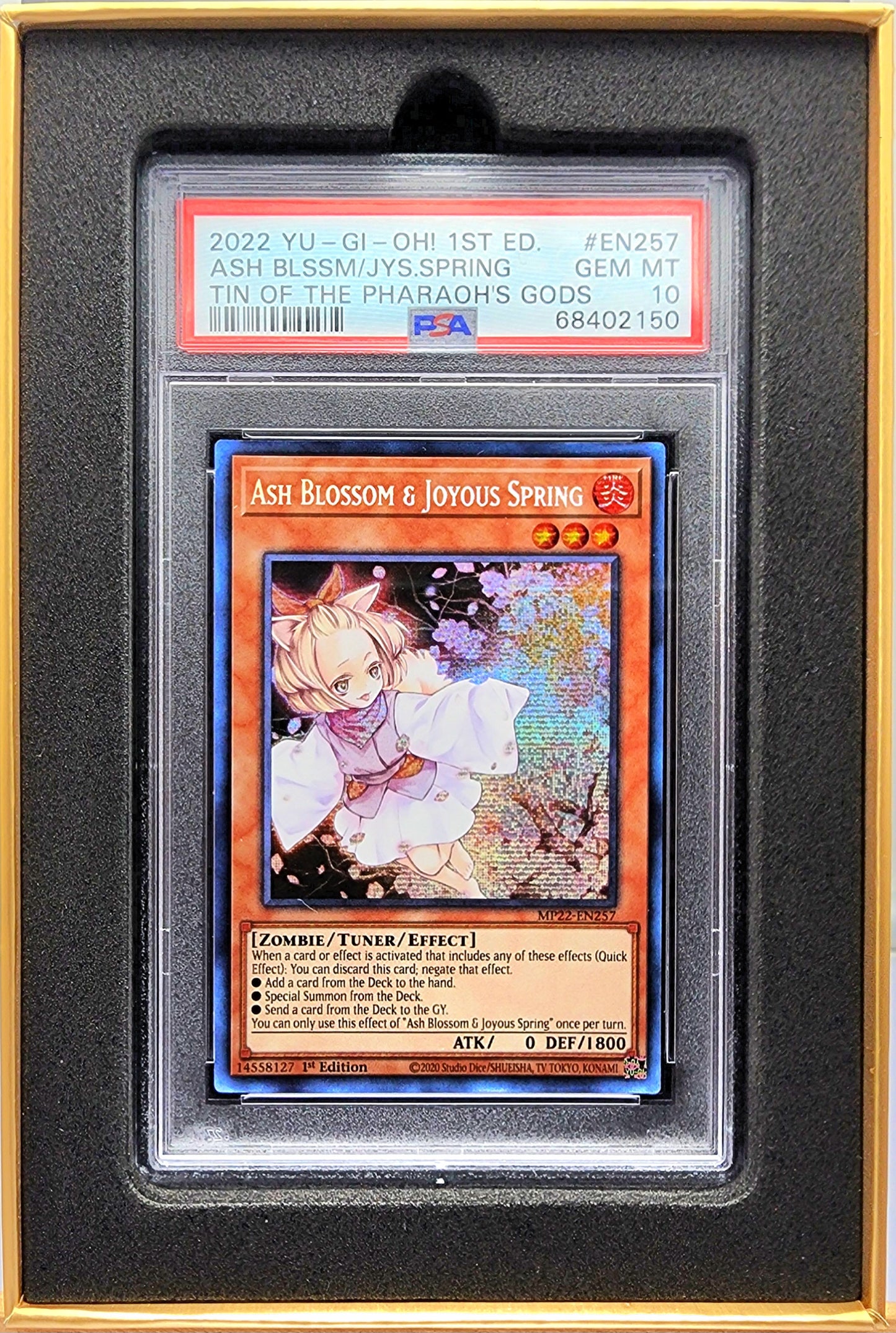 Yugioh! 1x Ash Blossom & Joyous Spring PSA 10 (MP22 - Prismatic Secret Rare)