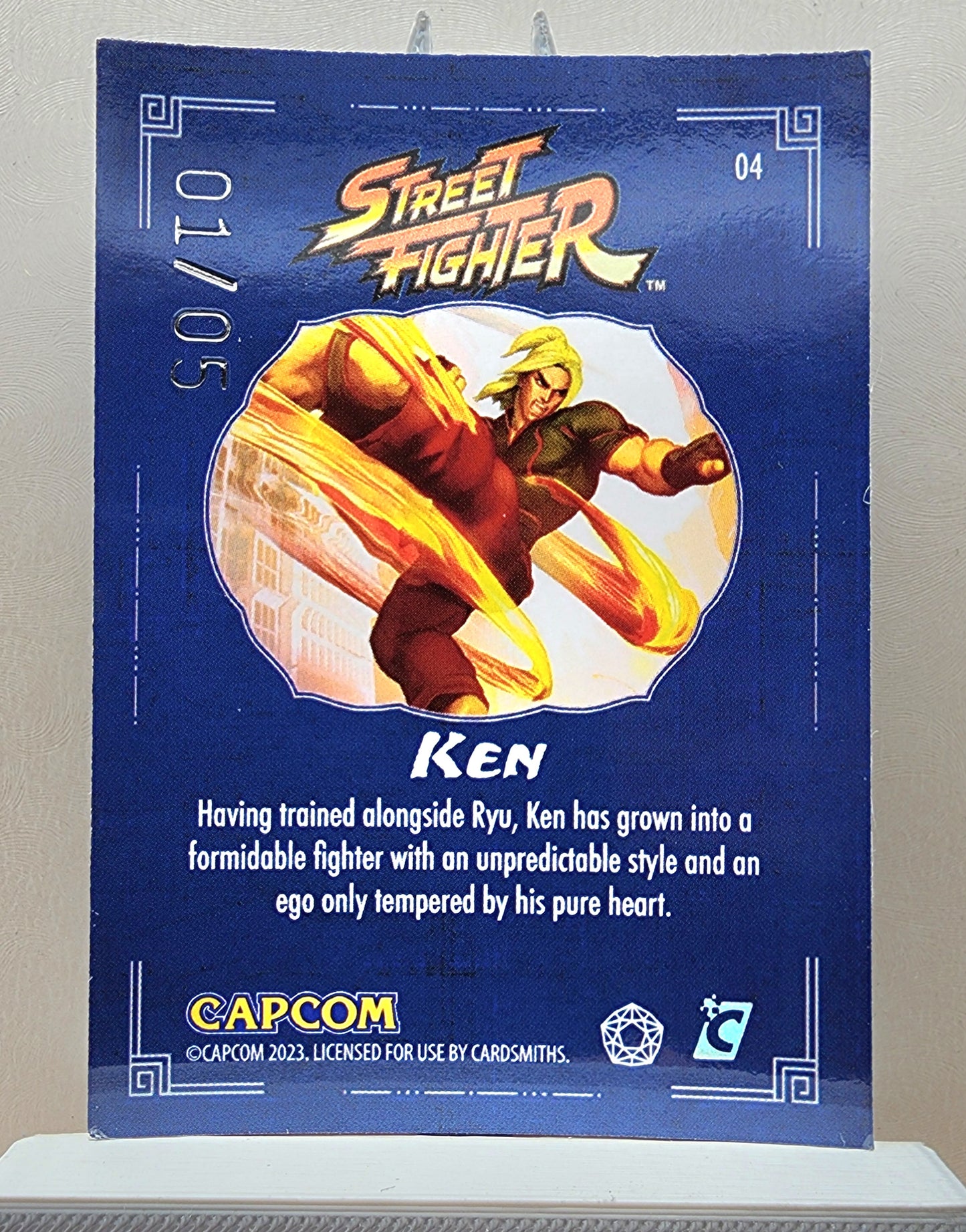 Street Fighter! 1x Ken 01/05 - Sapphire Refractor (#04 - 2023 Cardsmiths Street Fighter Series One)