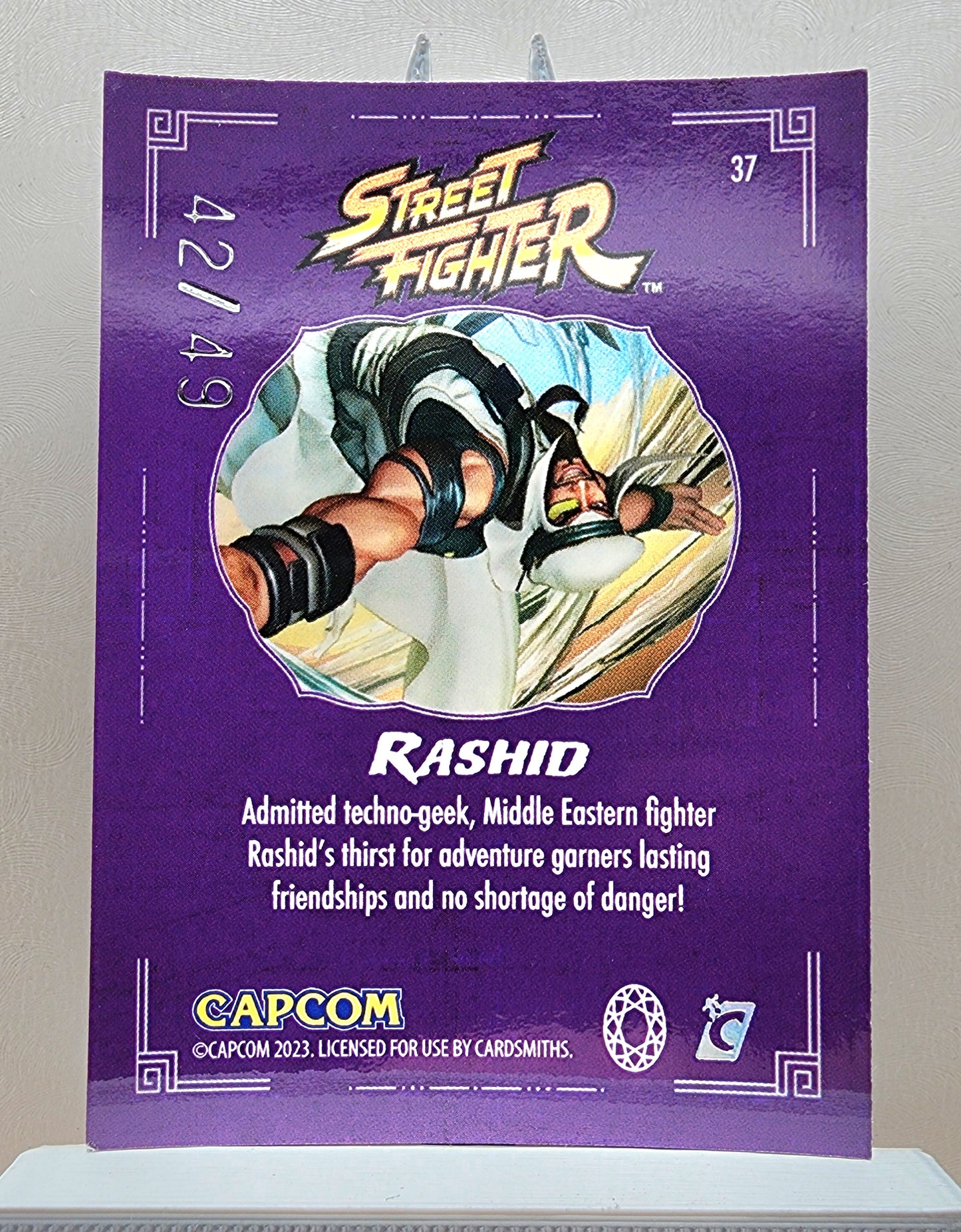 Street Fighter! 1x Rashid 42/49 - Amethyst Refractor (#37 - 2023 Cardsmiths Street Fighter Series One)