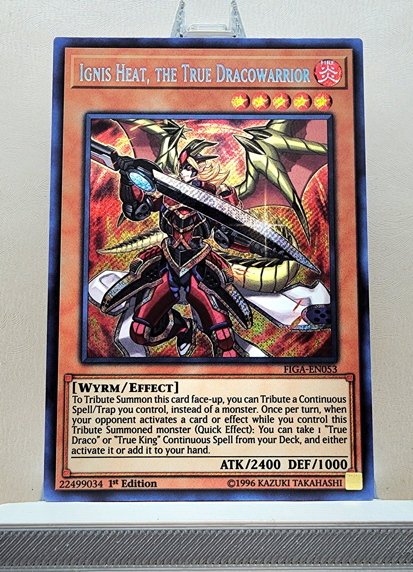 Yugioh! 1x Ignis Heat, the True Dracowarrior (FIGA - Secret Rare) 1st Edition