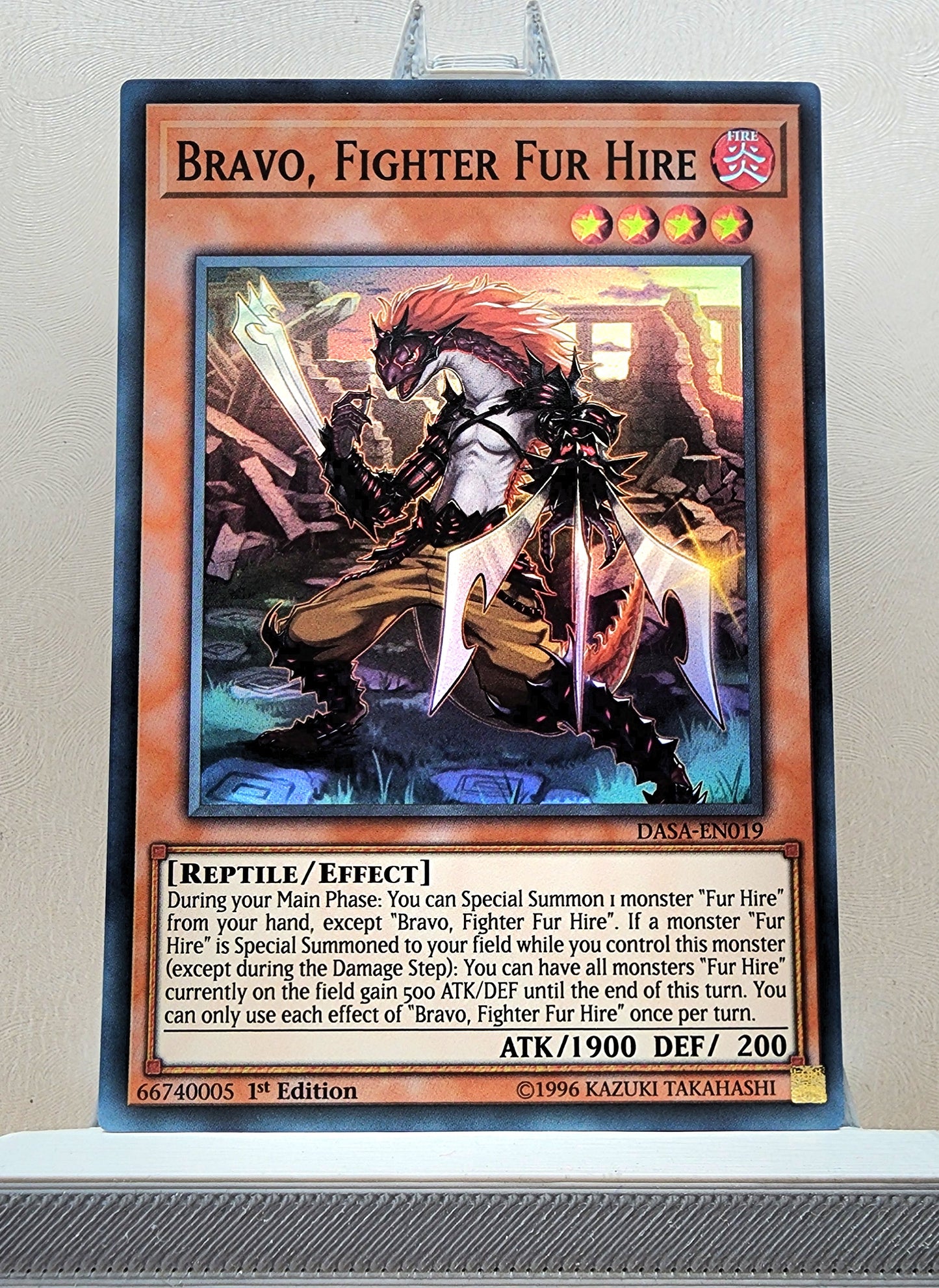 Yugioh! 1x Bravo, Fighter Fur Hire (DASA - Super Rare) 1st  Edition