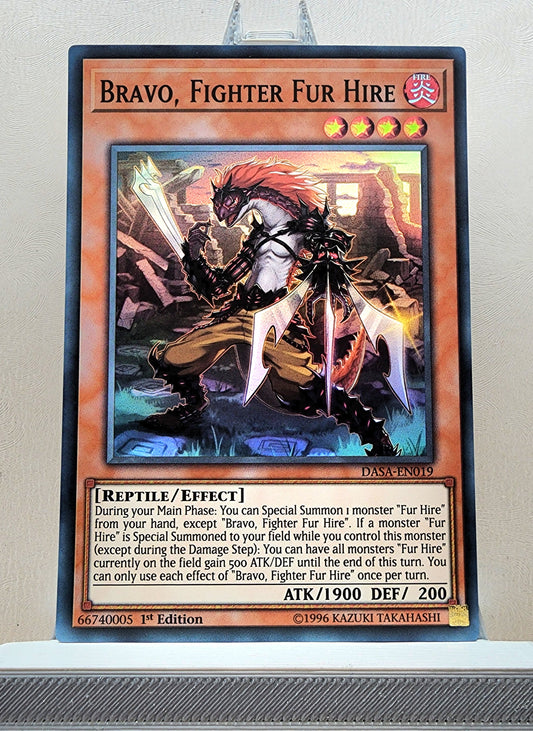 Yugioh! 1x Bravo, Fighter Fur Hire (DASA - Super Rare) 1st  Edition