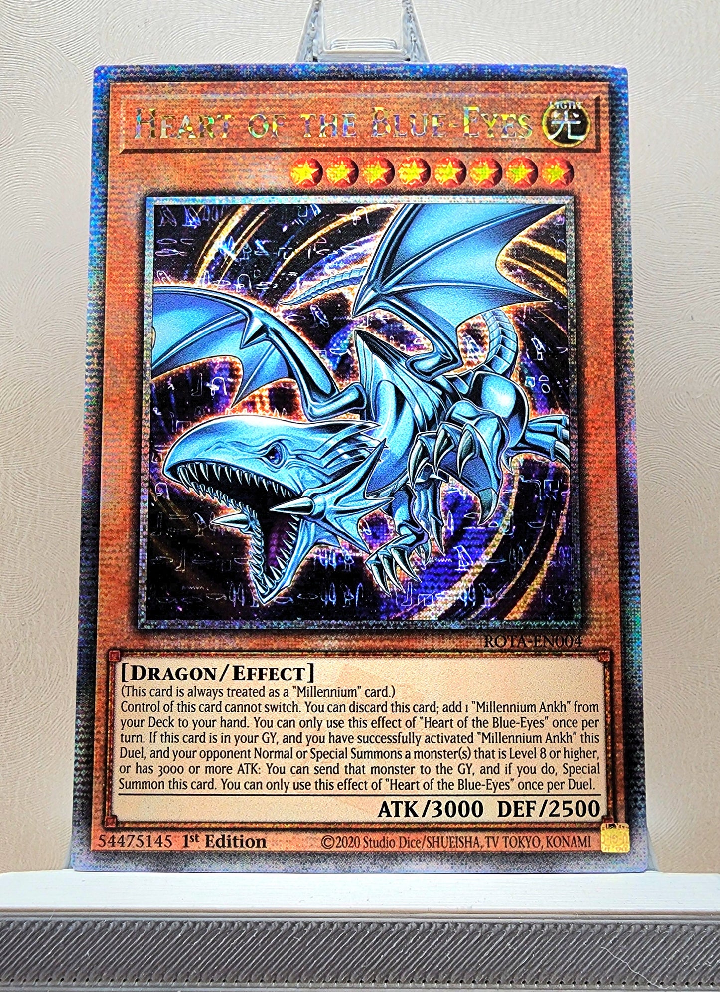 Yugioh! 1x Heart of the Blue-Eyes (ROTA - Quarter Century Secret Rare) 1st Edition