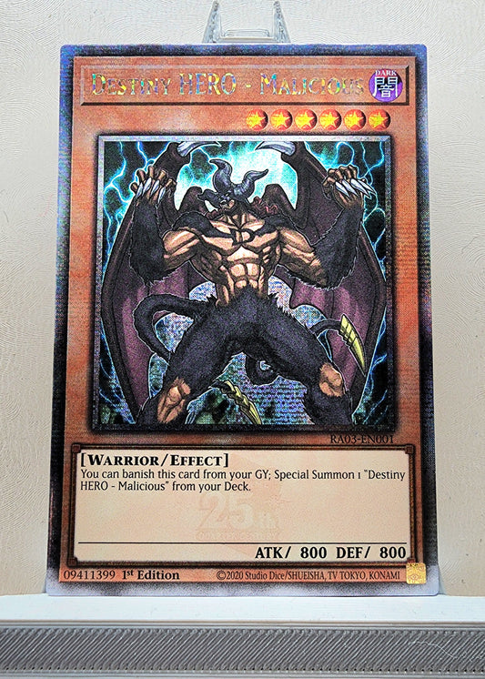 Yugioh! 1x Destiny HERO - Malicious (RA03 - Quarter Century Secret Rare) 1st Edition