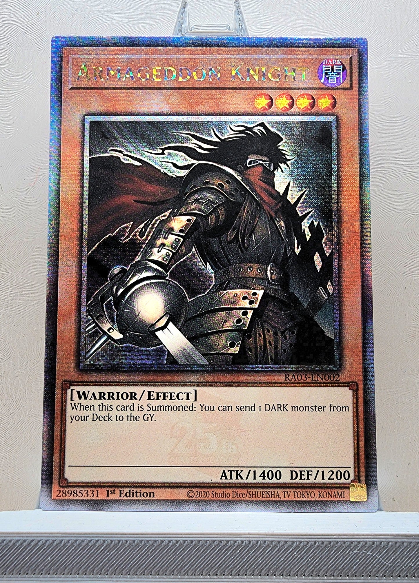 Yugioh! 1x Armageddon Knight (RA03 - Quarter Century Secret Rare) 1st Edition