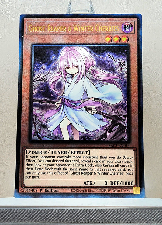 Yugioh! 1x Ghost Reaper & Winter Cherries Alt Art (RA03 - Prismatic Ultimate Rare) 1st Edition