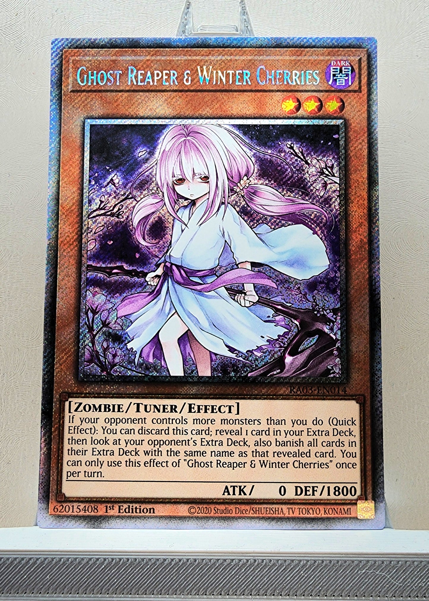 Yugioh! 1x Ghost Reaper & Winter Cherries Alt Art (RA03 - Platinum Secret Rare) 1st Edition