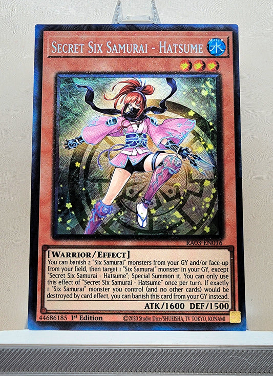 Yugioh! 1x Secret Six Samurai - Hatsume (RA03 - Prismatic Collectors Rare) 1st Edition